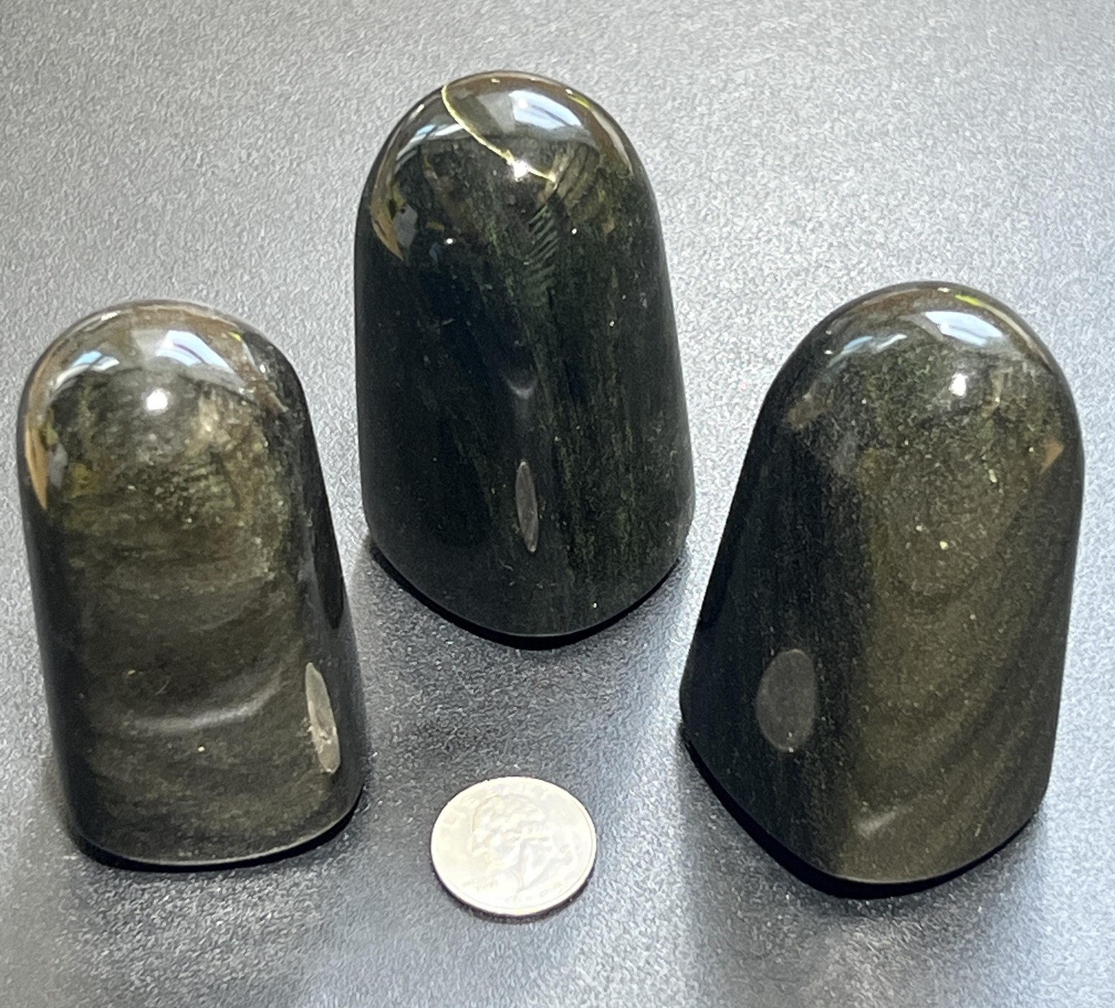 Gold and Silver Sheen Black Obsidian Freeform Standing Towers Genuine Mineral