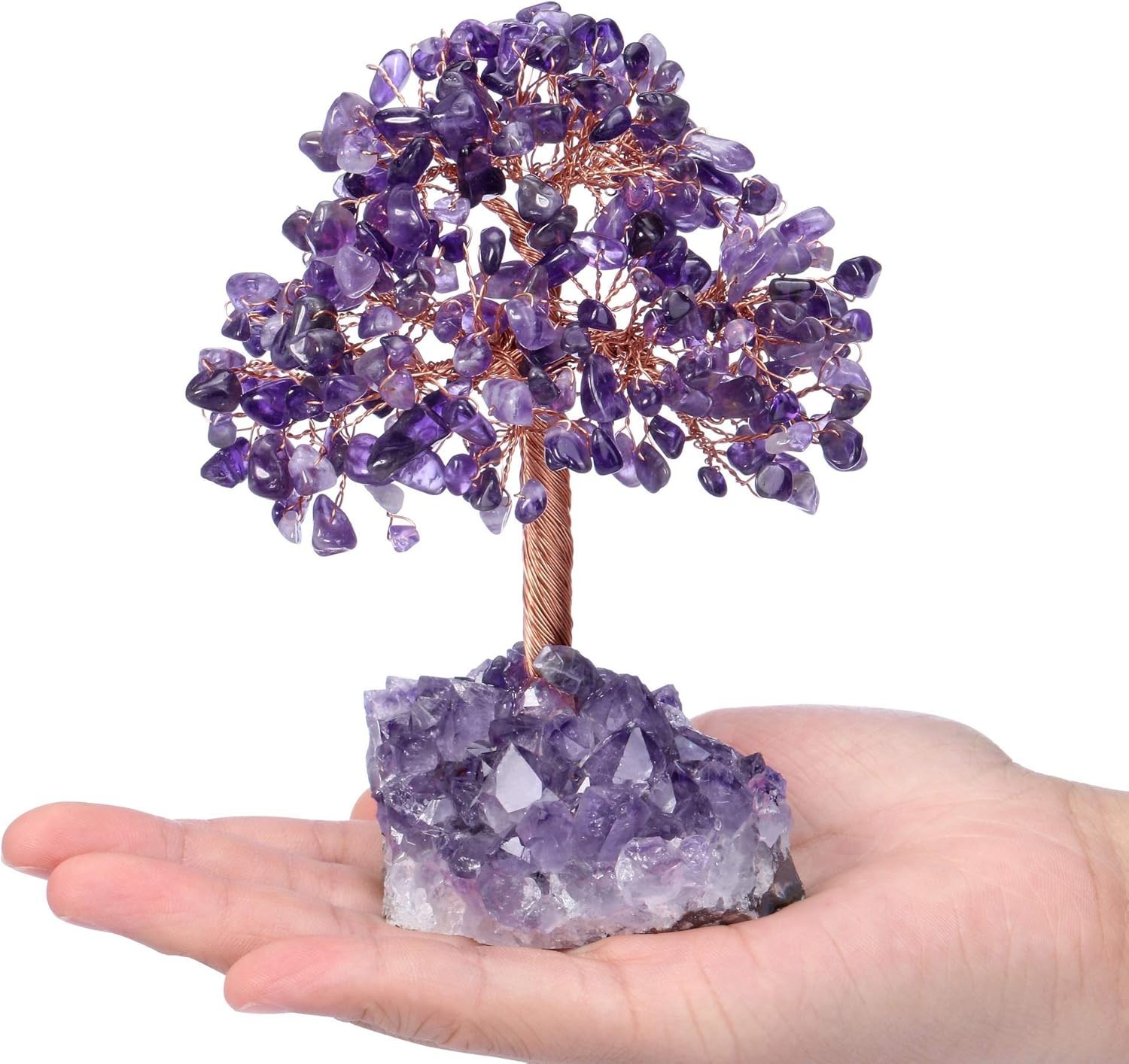 Natural Amethyst Healing Crystal Money Tree on Amethyst Cluster Geode Druzy B…