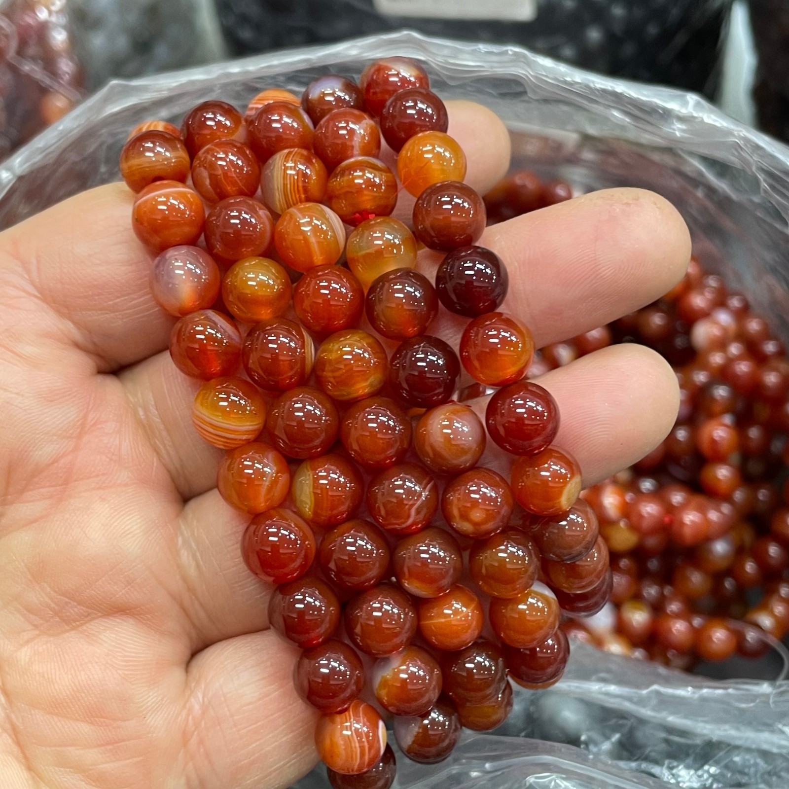 10pc 8mm Natural red agate Bead Bracelet Reiki Crystal Quartz Healing Decorate