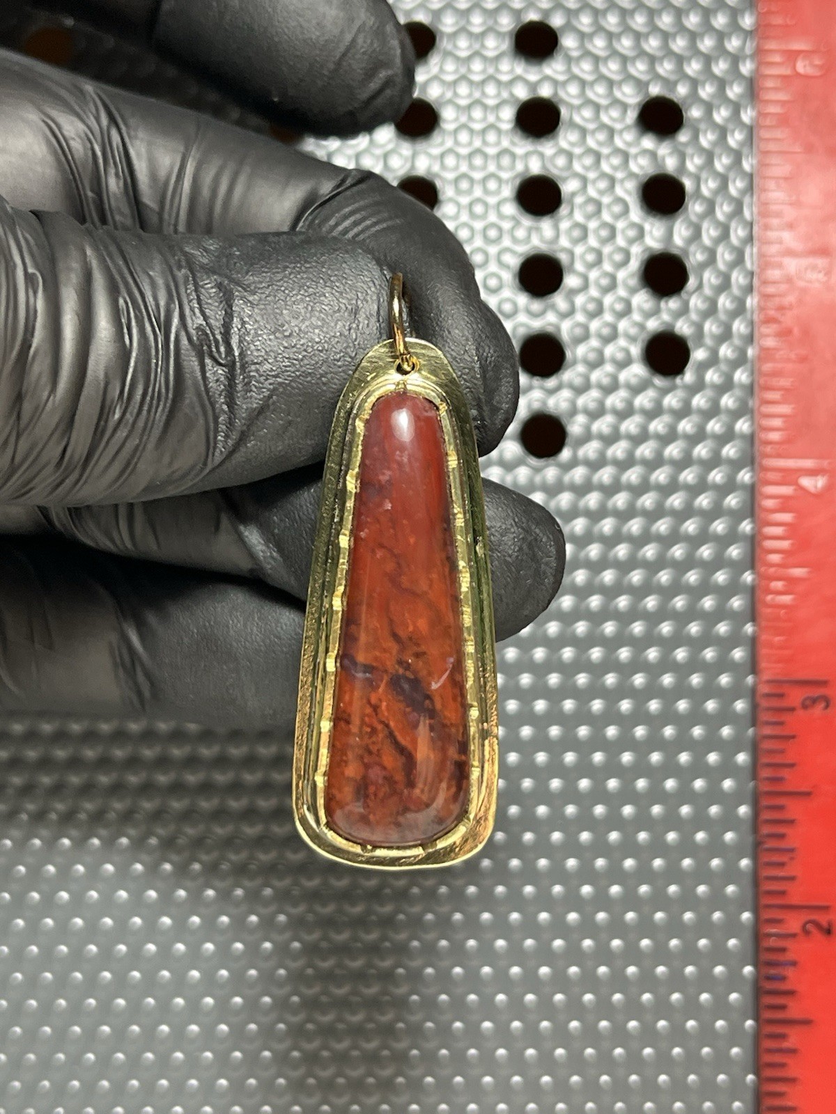 Red Bouquet Moss Agate From Mexico Handcrafted In Brass. Pendant Number 131￼