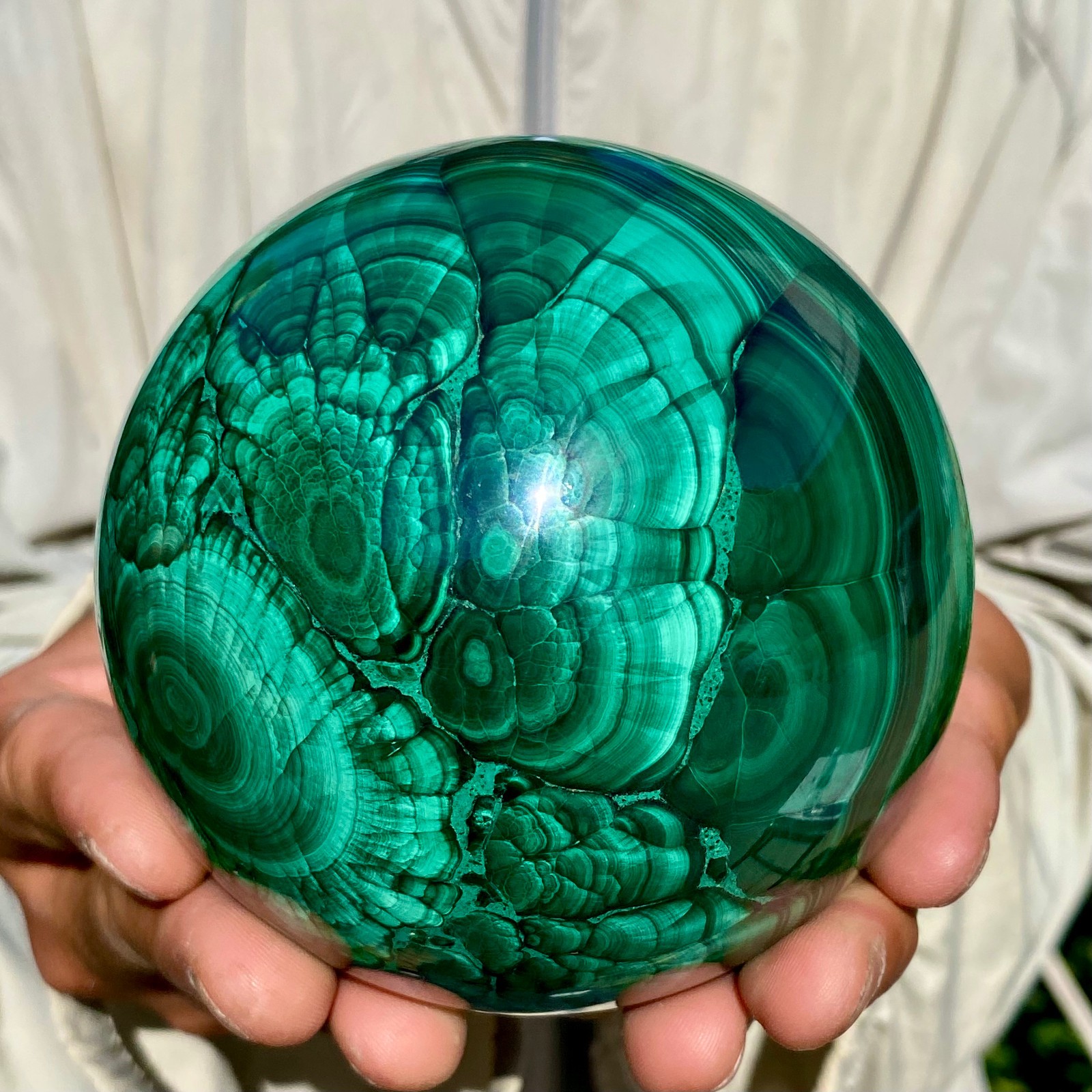 4.1LB Rare Natural Malachite quartz hand Carved sphere Crystal Healing