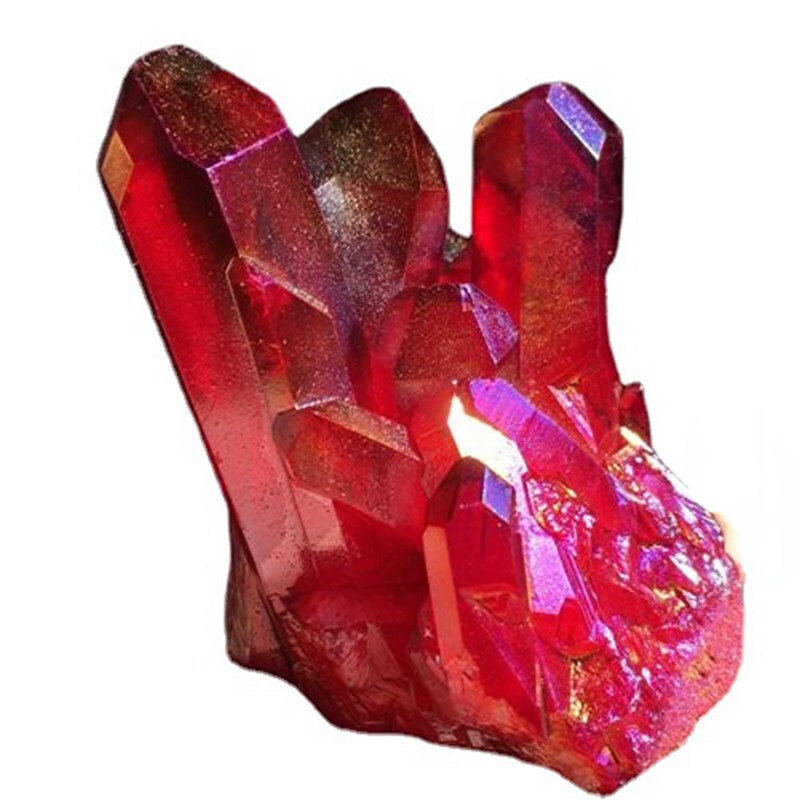 50g Natural Aura Red Titanium Geode Quartz Crystal Cluster Rough Gemstone Reiki