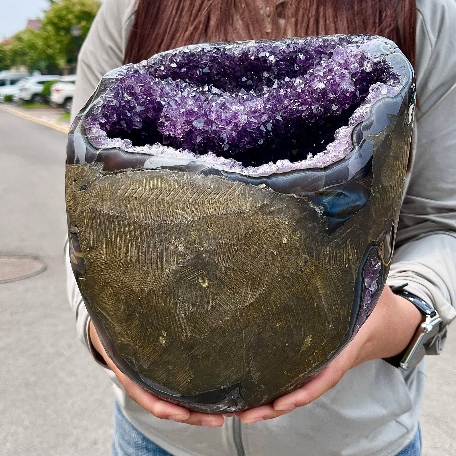 15.23LB High quality amethyst agate coin bags attract wealth crystal specimens