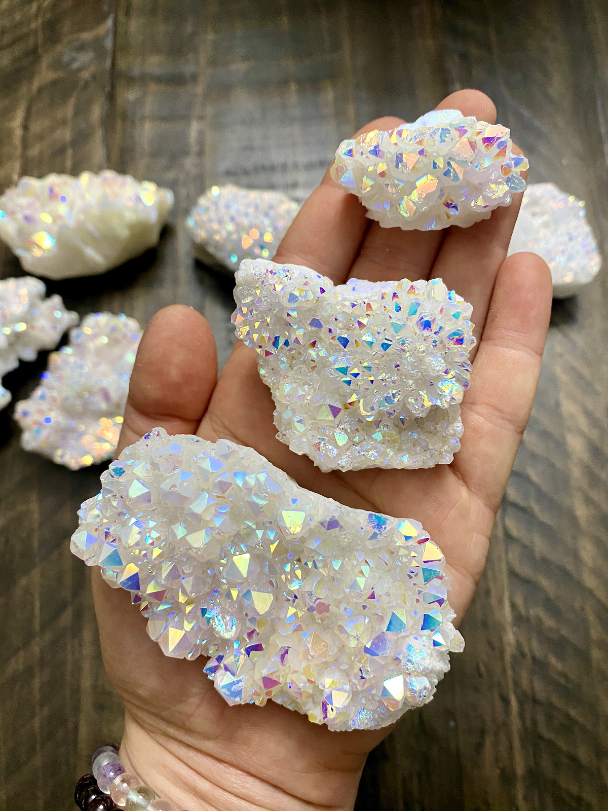 Raw Angel Aura Quartz Crystal Cluster, Natural Angel Aura Quartz from Brazil