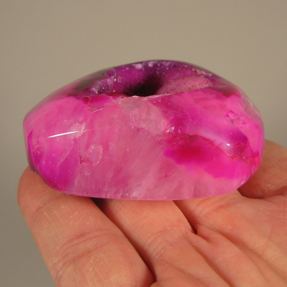 3.5″ PINK AGATE & QUARTZ Crystal Polished Pear Point – Brazil