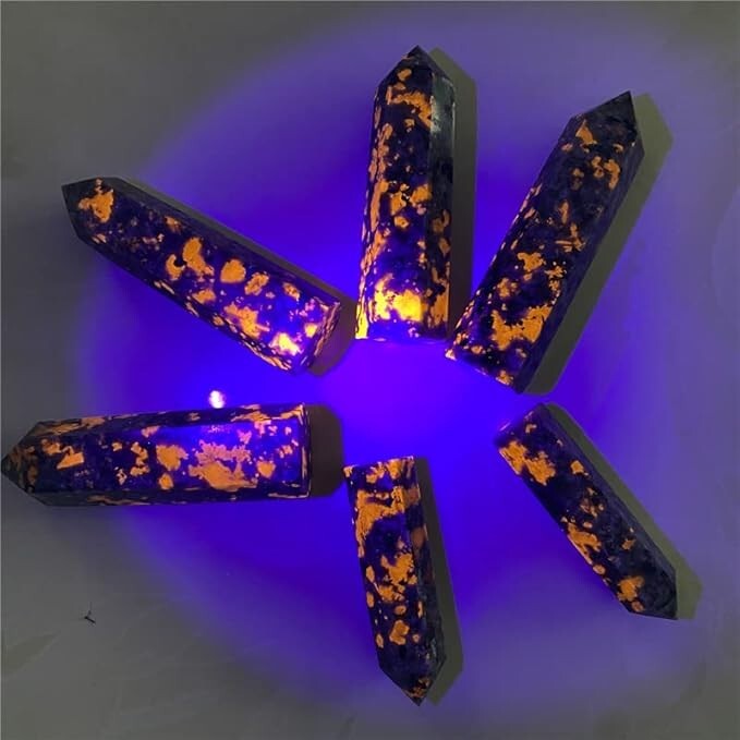 Handpicked Yooperlite Tower UV-Reactive Reiki Stone Glow in the Dark Decor Gift