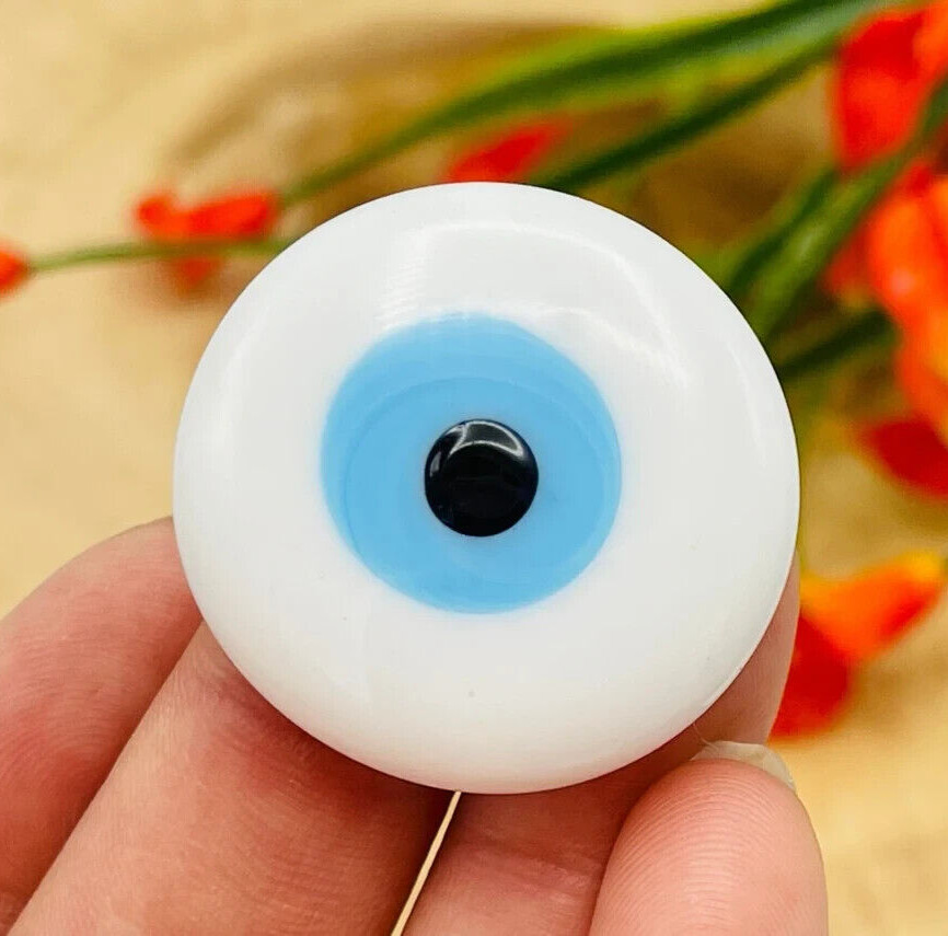 Evil Eye Palm Smooth Stone, Lucky Charm Cabochon, Protection Crystal, 1 inch