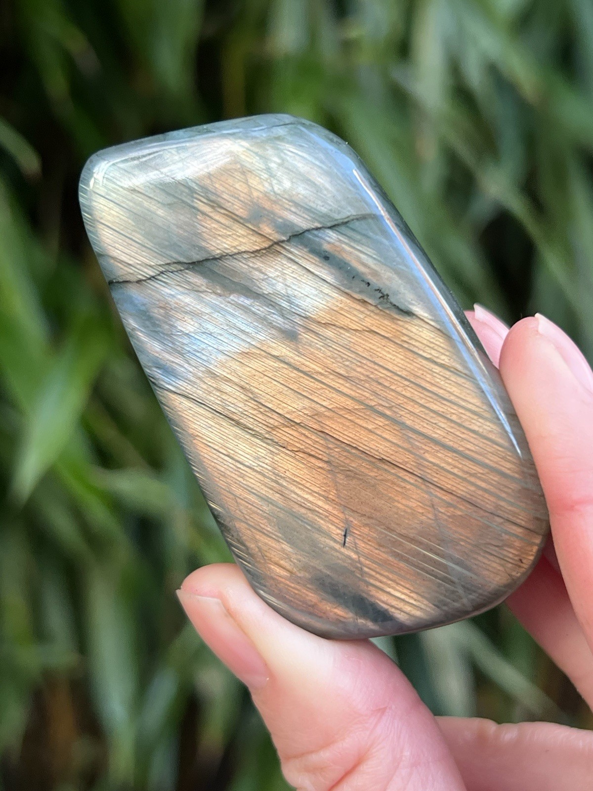 Silver Blue Orange Labradorite Freeform Iridescent Crystal AAA+ 16
