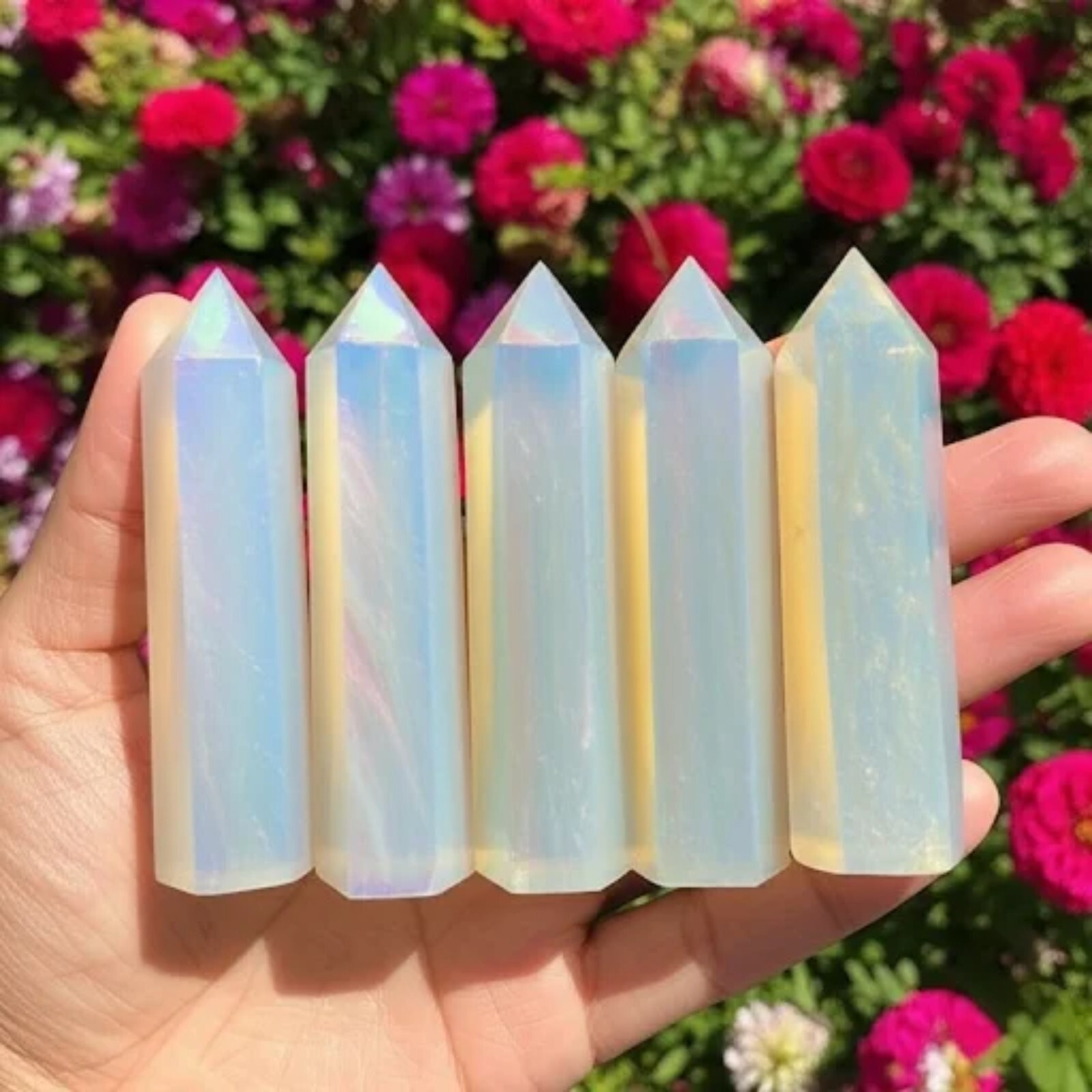Genuine Opal Healing Crystal Tower Point Wands Chakra Obelisk Home Decor Gifts