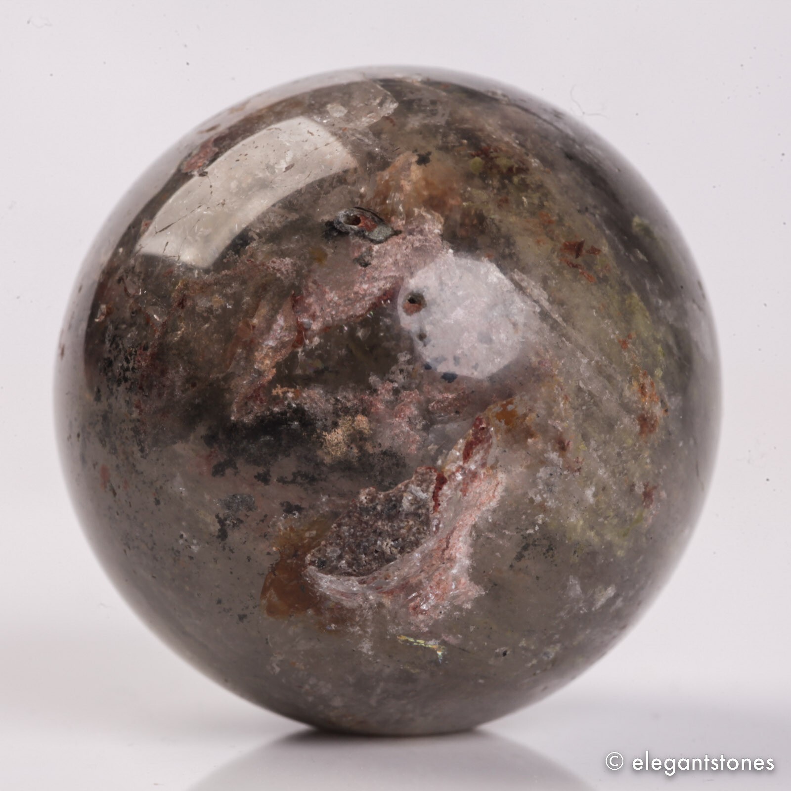 53g34mm Natural Garden/Phantom/Ghost/Lodolite Quartz Crystal Sphere Healing Ball