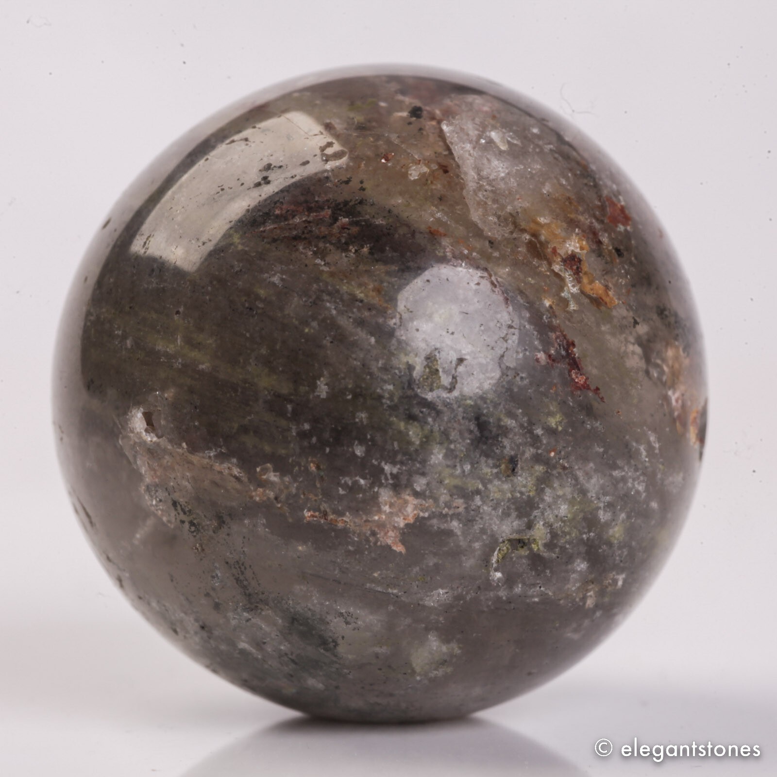 53g34mm Natural Garden/Phantom/Ghost/Lodolite Quartz Crystal Sphere Healing Ball