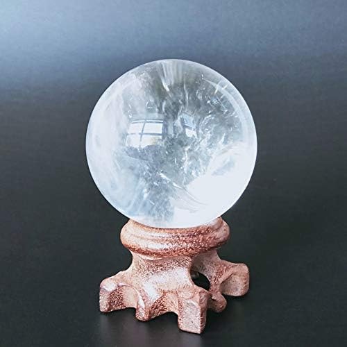 Polar Jade Clear Quartz Crystal Ball with Stand 45mm/1.8” for Crystal Healing…