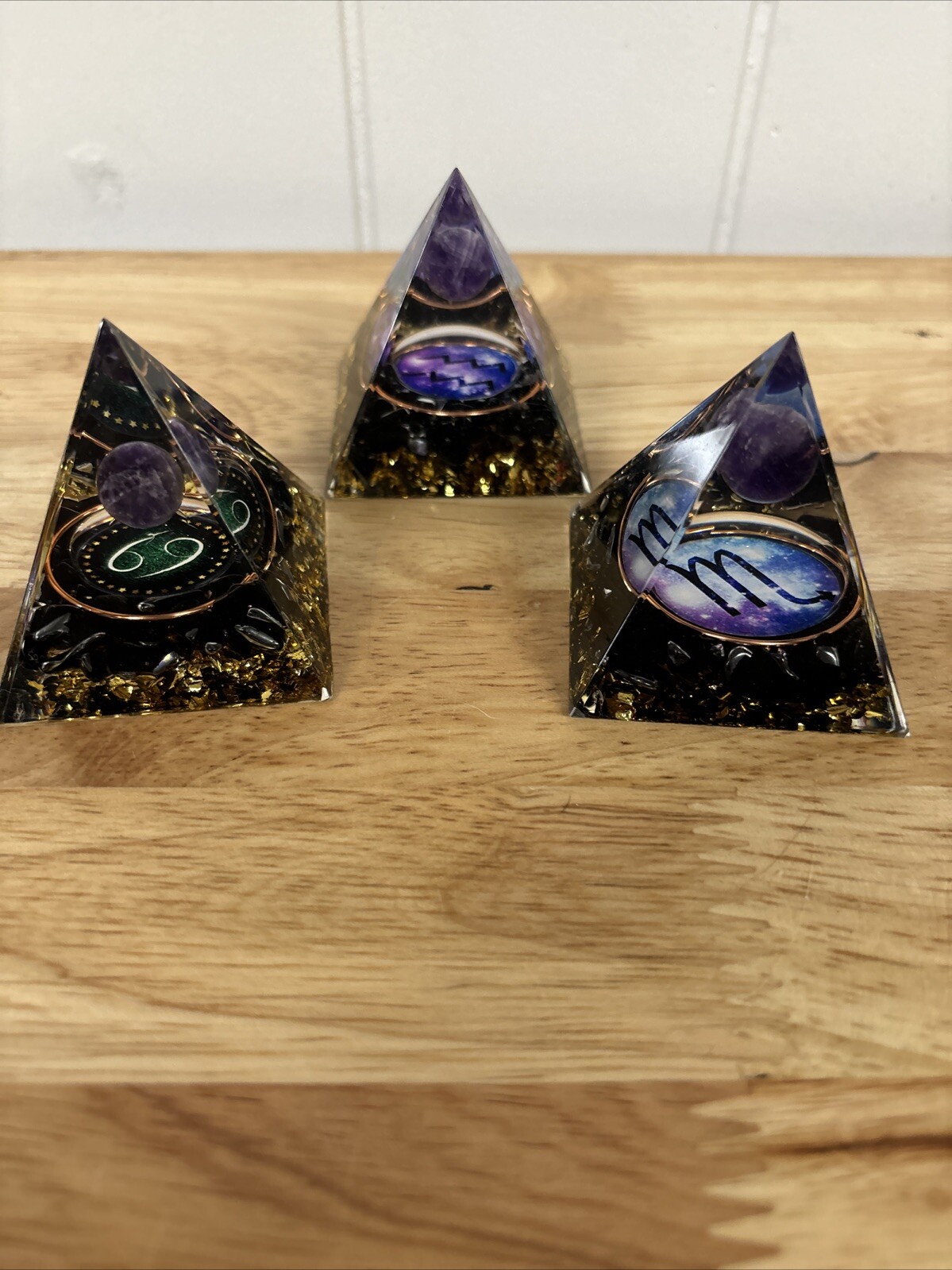 Constellations Pyramid Meditation Healing Crystal Chakra Decor Orgone Set Of 3