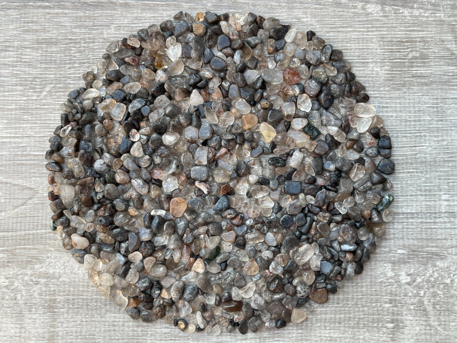 Black Rutilated Quartz Semi Tumbled Gemstone Chips 5-12mm, Wholesale Bulk Lot
