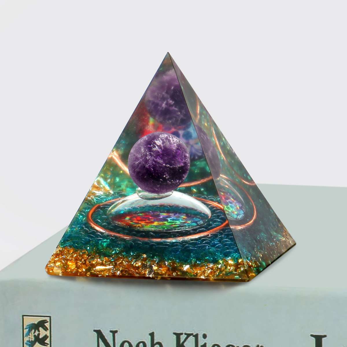 Amethyst Crystal Sphere Orgonite Pyramid Obsidian Chakra Energy Orgone Stone