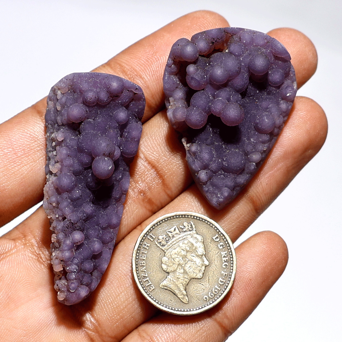 Dreamwork & Intuition— 2 PC Mystic Grape Agate Drusy Crystals— Rare Bubble Pair