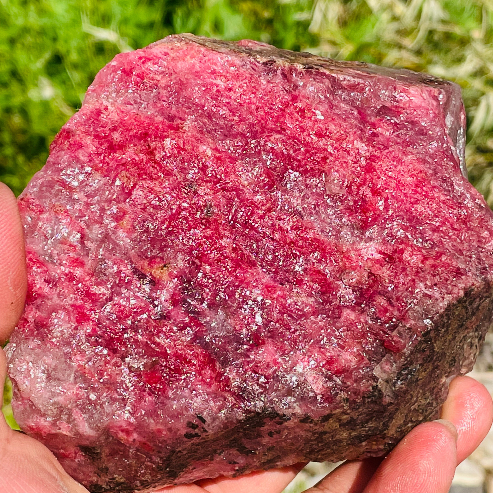 705g Natural Pink Red Rhodonite Quartz Crystal Gemstone Rough Specimen Healing