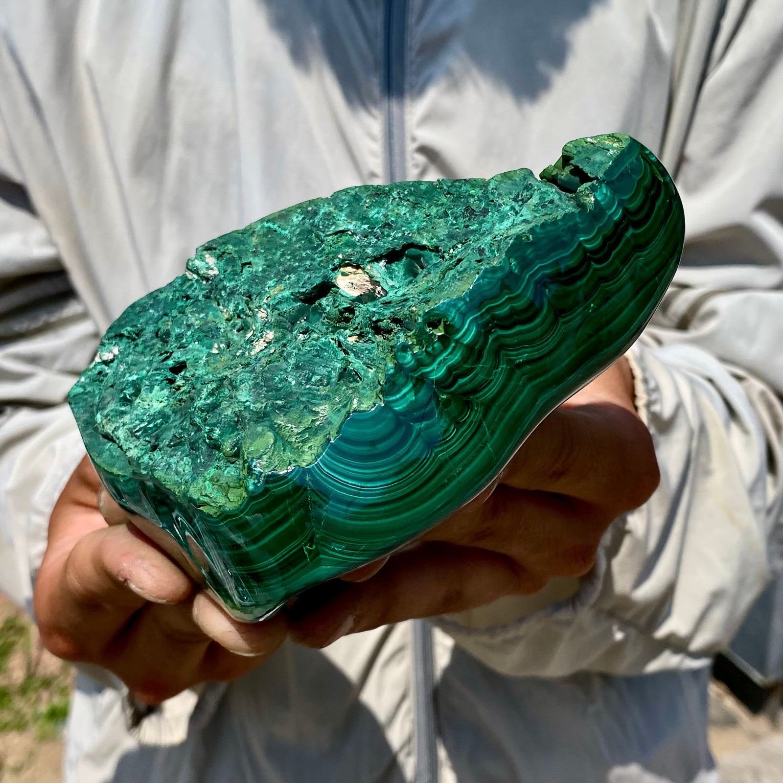 2.2LB Natural glossy Malachite transparent cluster rough mineral sample