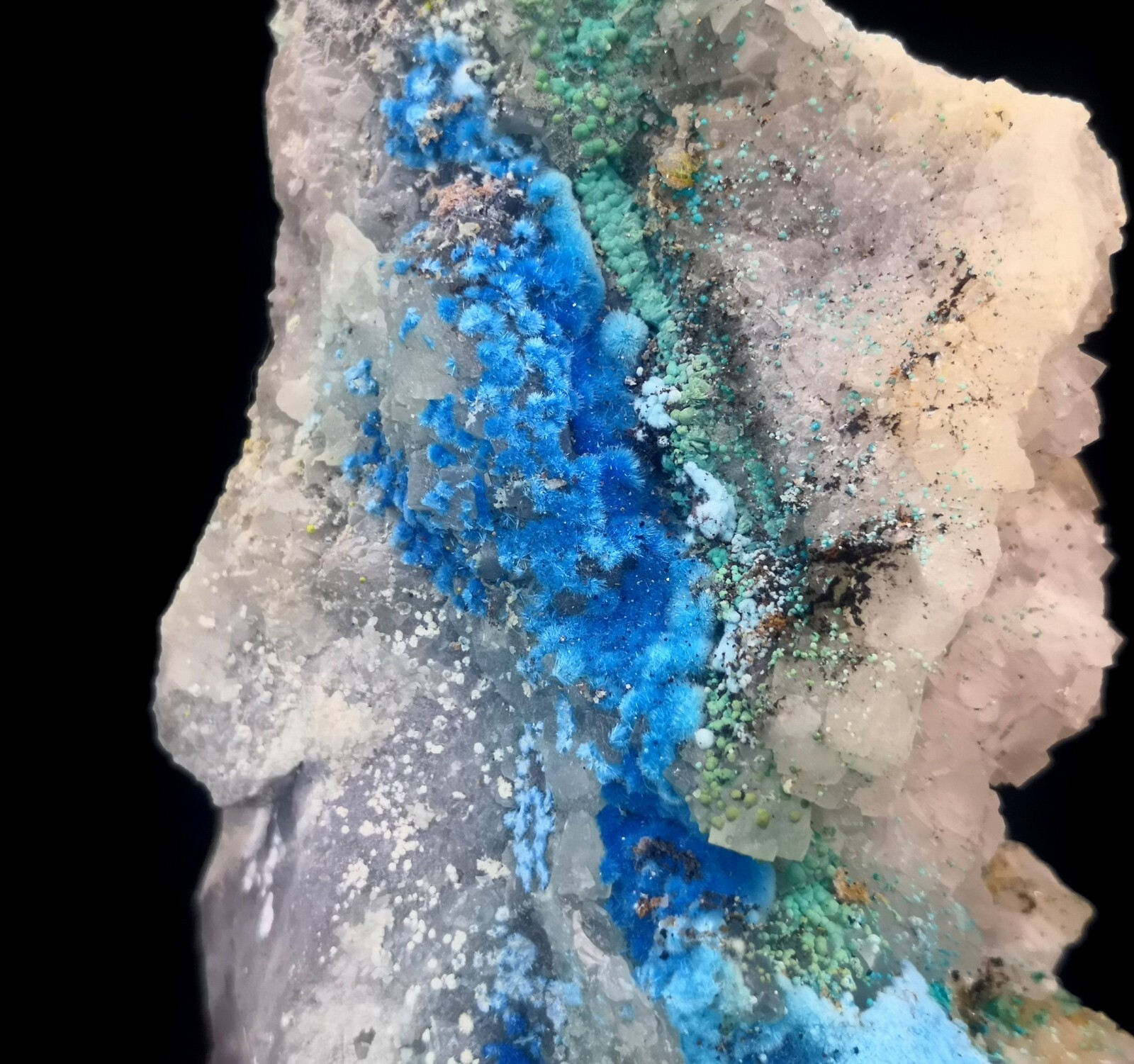 Blue Cyanotrichite & green Brochantite? 125mm 615g, Natural Mineral Specimen