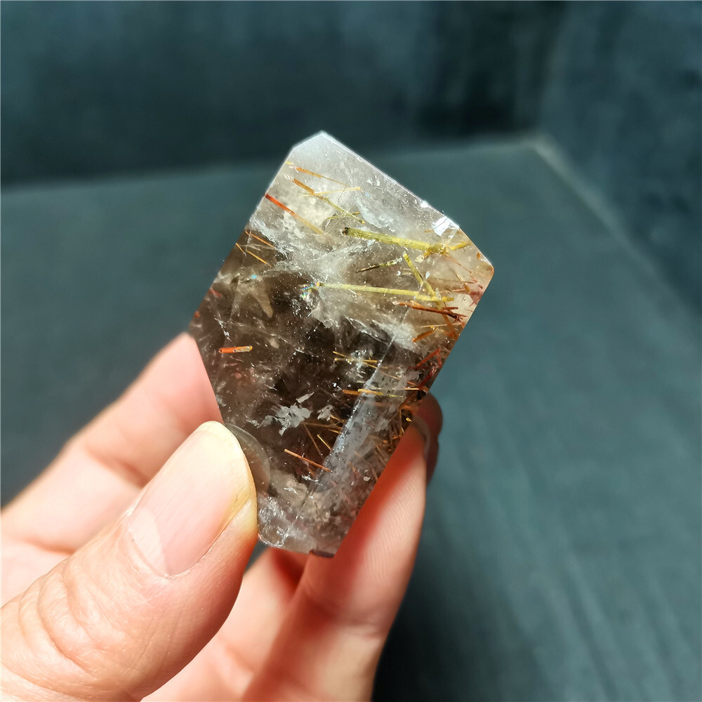 Rare Clear Golden Rutilated Inclusions Quartz Gold Needles Crystal specimen CY44