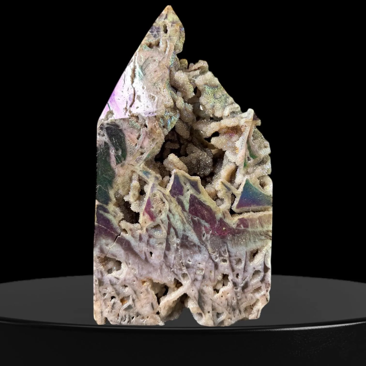 11.2” XXL Angel Aura Sphalerite Druzy Tower