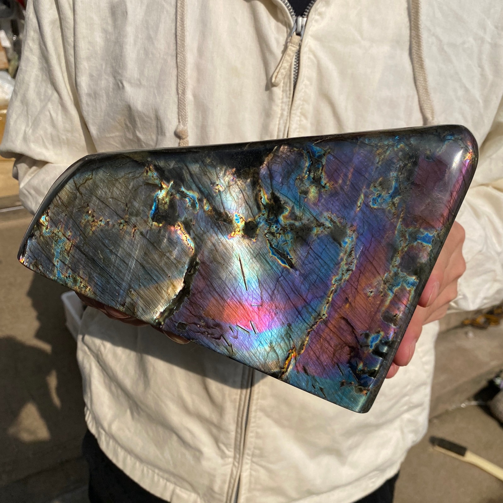 10.1LB Natural Labradorite Crystal Quartz Rough Mineral Specimen Healing
