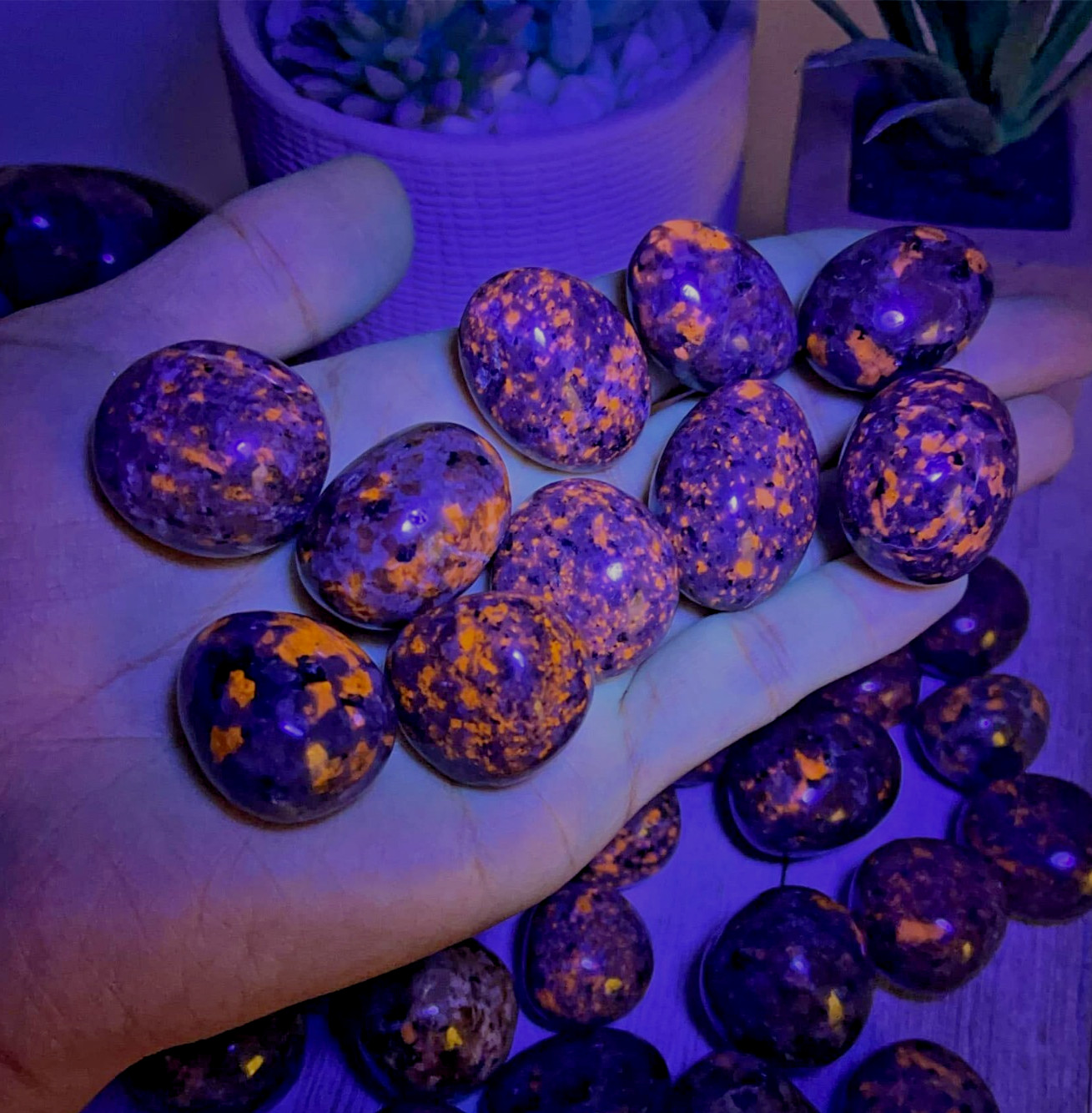 Natural Yooperlite Tumbled Stone UV Reactive Stone Fire Stone Flame Stone