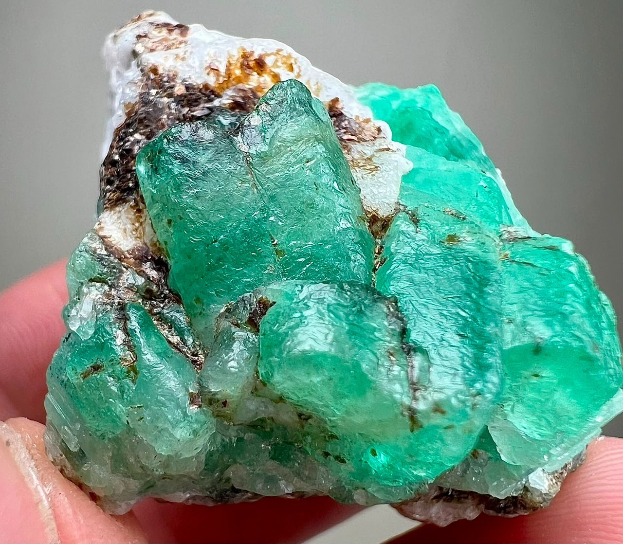 221CT, Beryl Var! Beautiful Natural Emerald Crystals on Matrix From Chitral @PAK