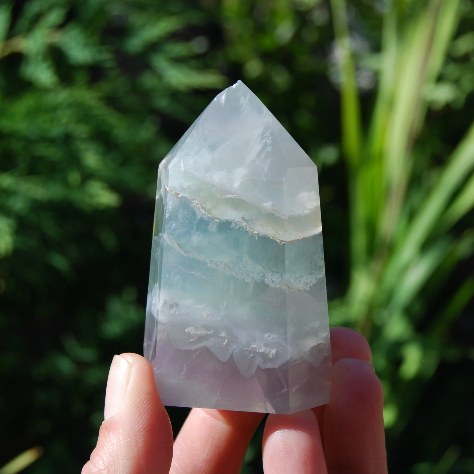 SALE was 125 | 3in 167g Yttrium Fluorite Crystal Tower, Lavender Fluorite, Argen