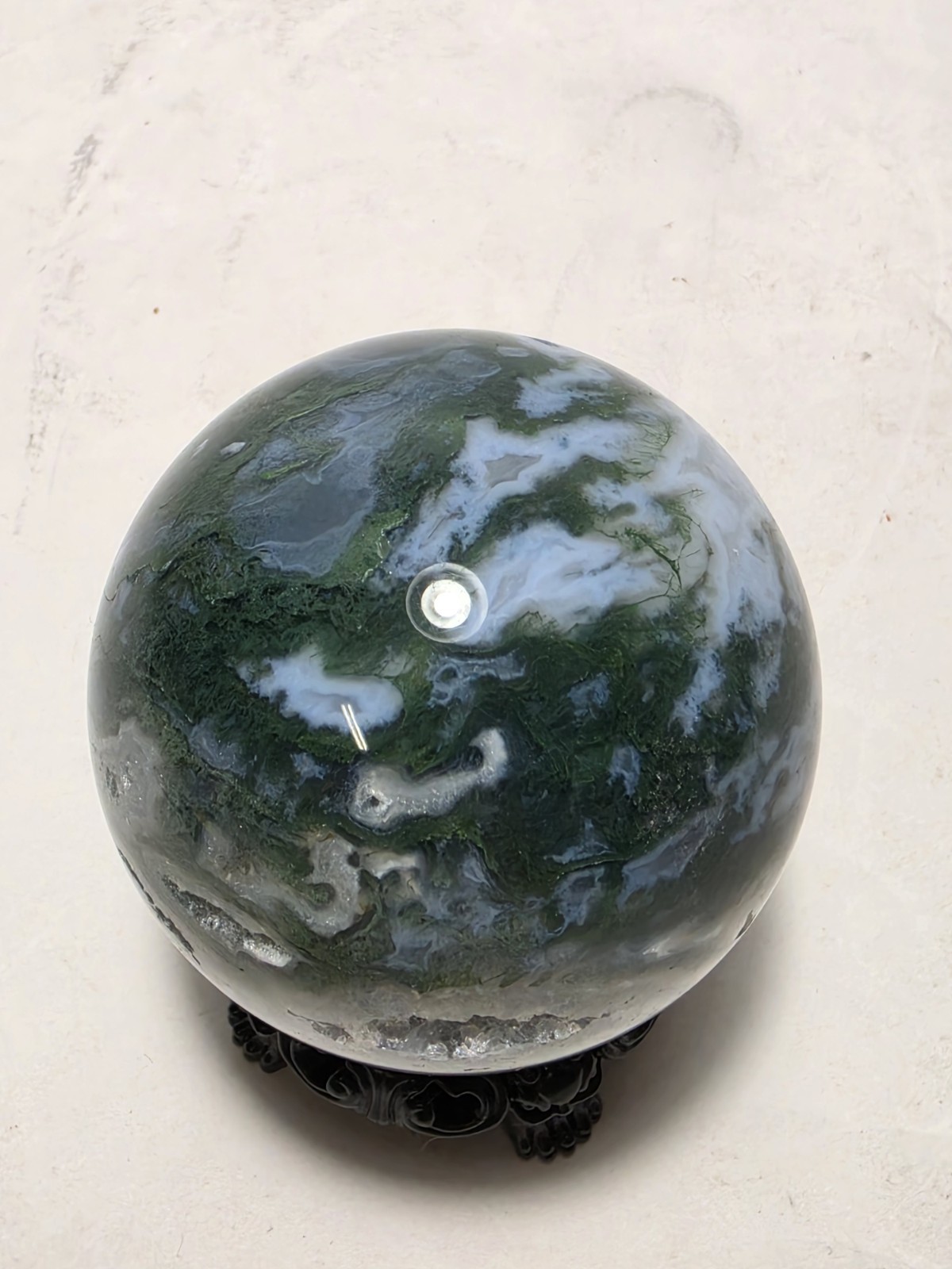 Polished Moss Agate Druzy Quartz Sphere Crystal Ball Natural Mineral 2.5 In Dia