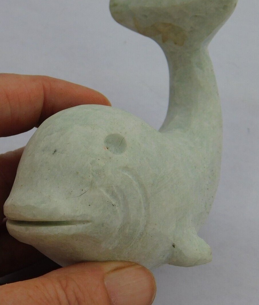 Dolphin Figurine Soapstone Hand Carved Almost 4 inches