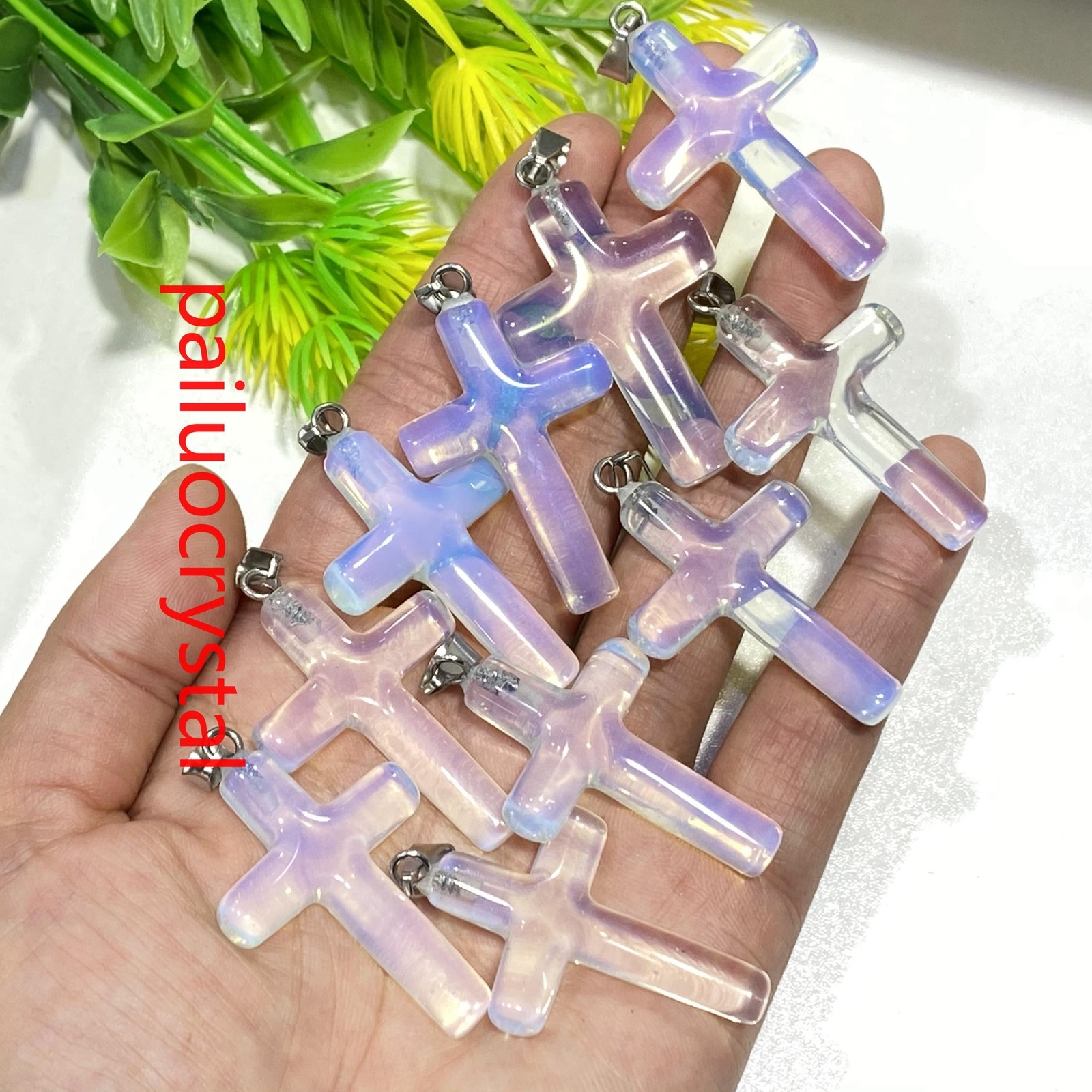 1.8″ Opalite Cross Quartz Crystal Skull Carved Pendant Reiki Healing Gem 1pc