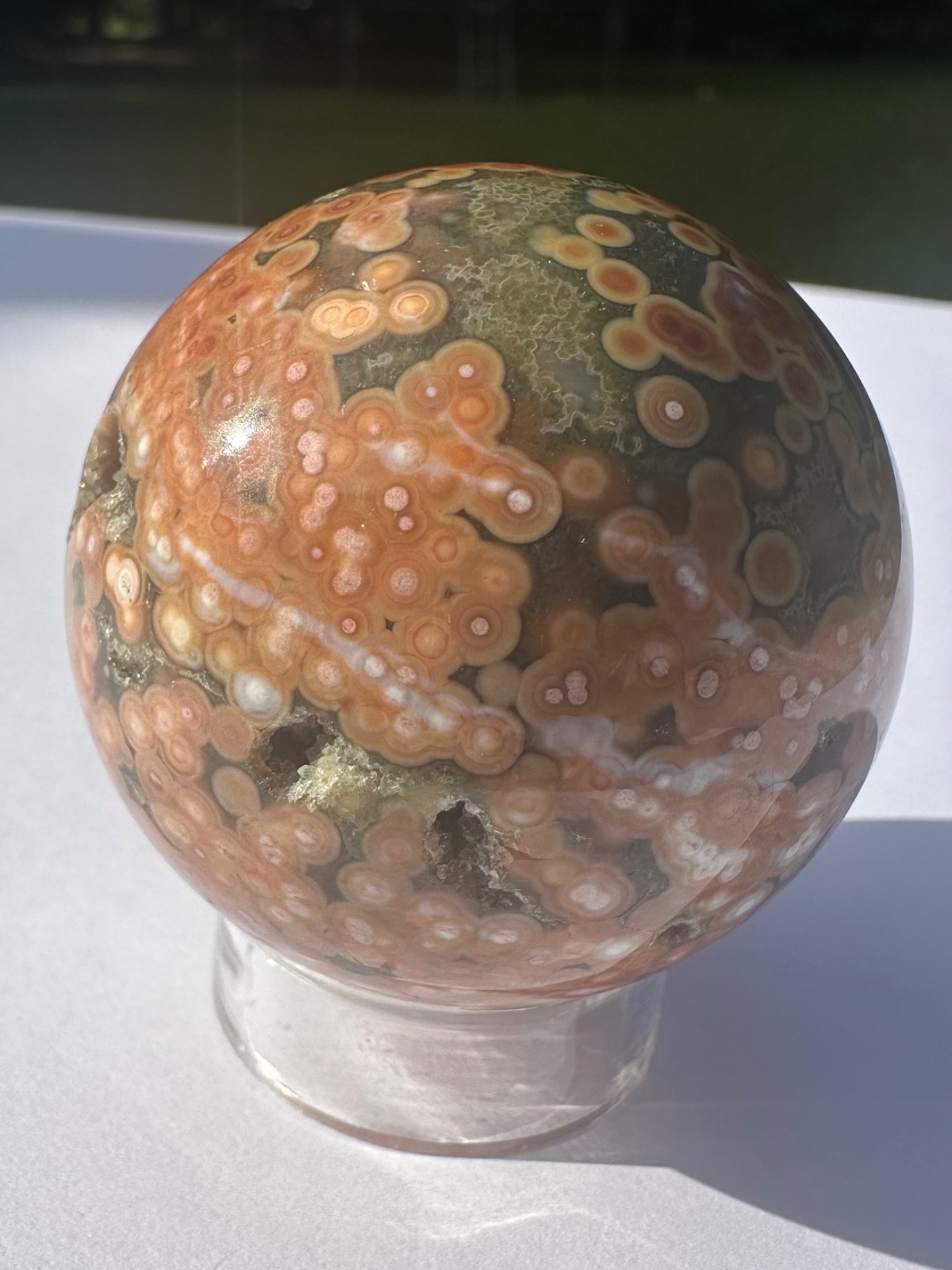 165g natural druzy orbicular ocean jasper 8th vein polished crystal ball