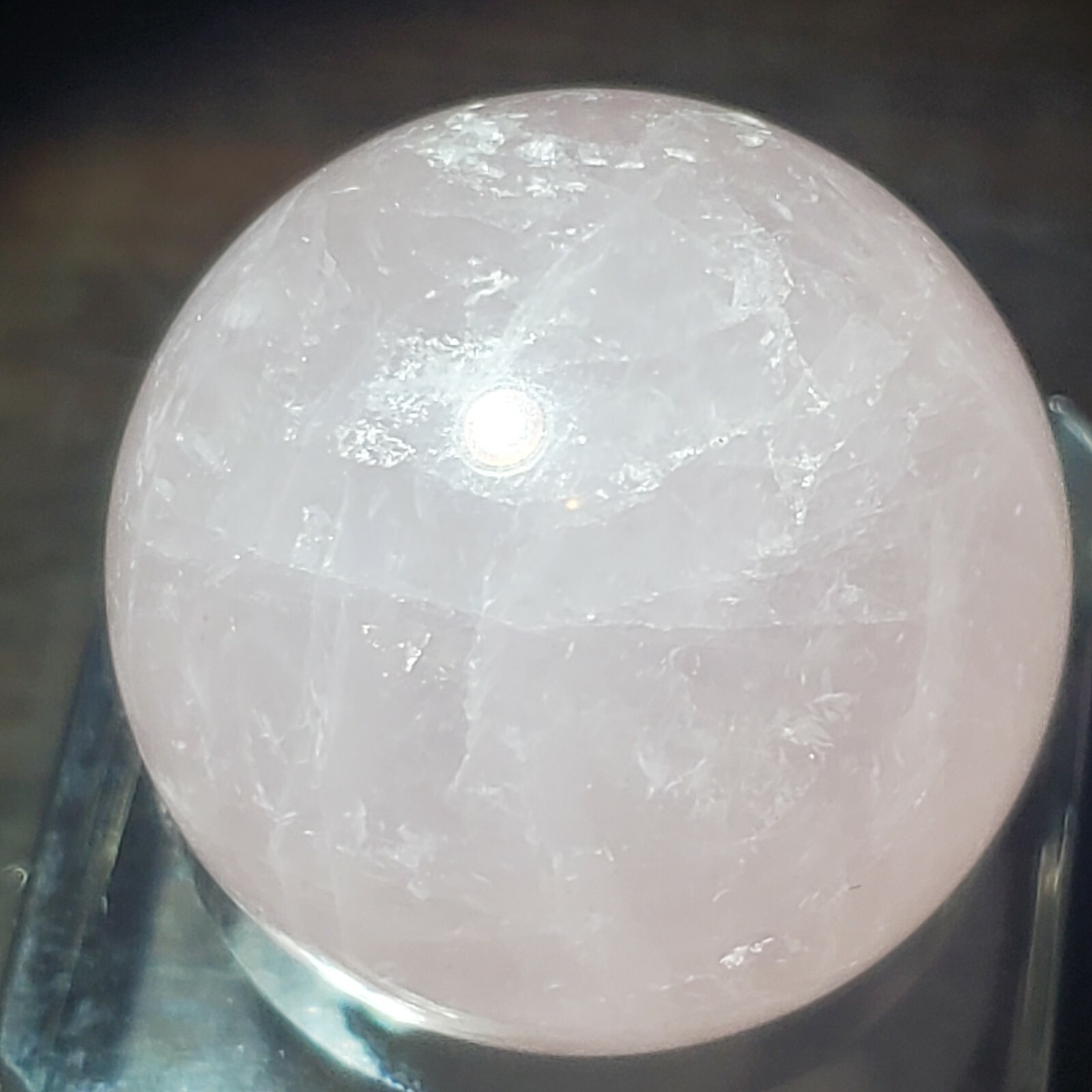 Star Rose Quartz Sphere Ball Orb Marble with Rainbows 26mm, 25g