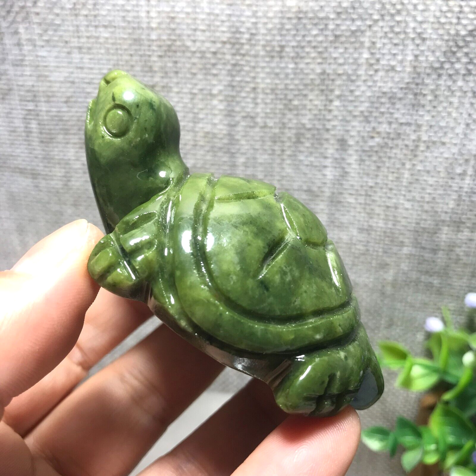 82g Natural Green jade carved Turtle quartz Crystal Tortoise 32