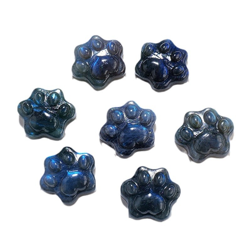 Natural Crystal Blue Light Moonstone Nine Tailed Fox Rose Ornament