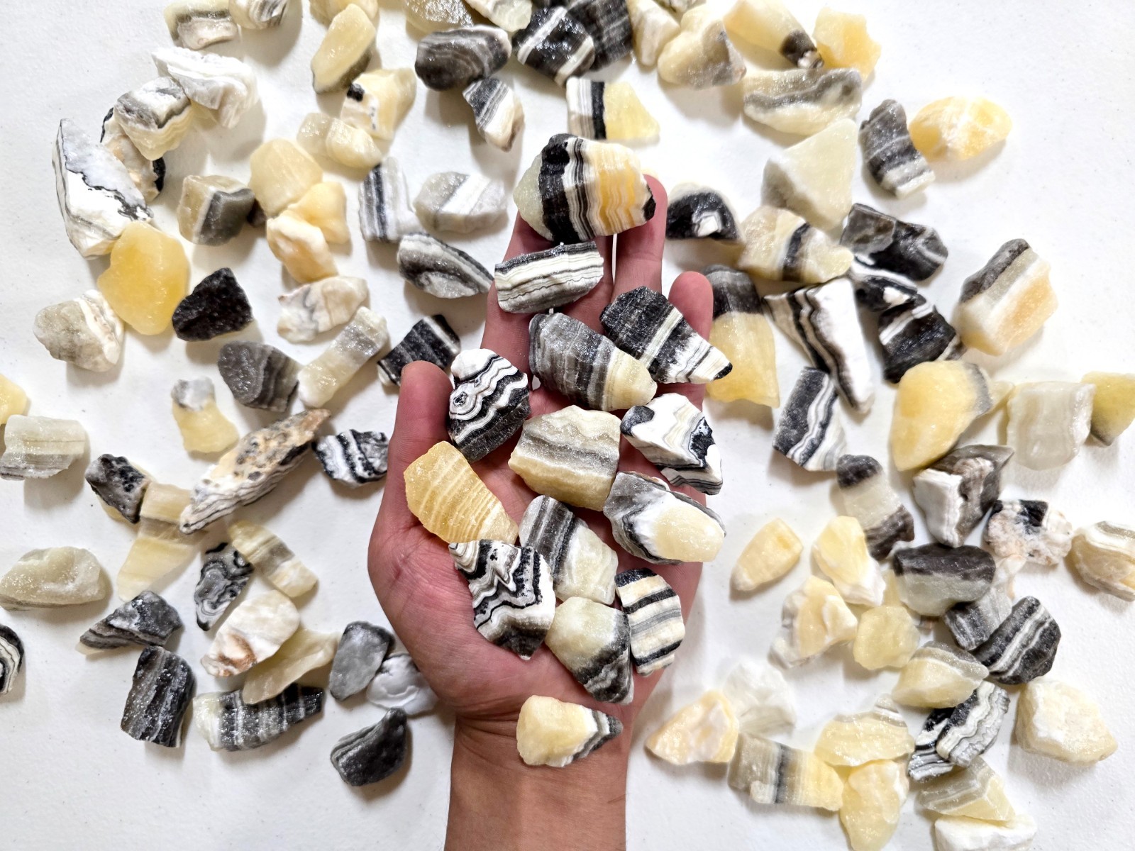 Zebra Calcite Crystals Raw Rough Stones Chunks Bulk By Pound for Tumbling Décor