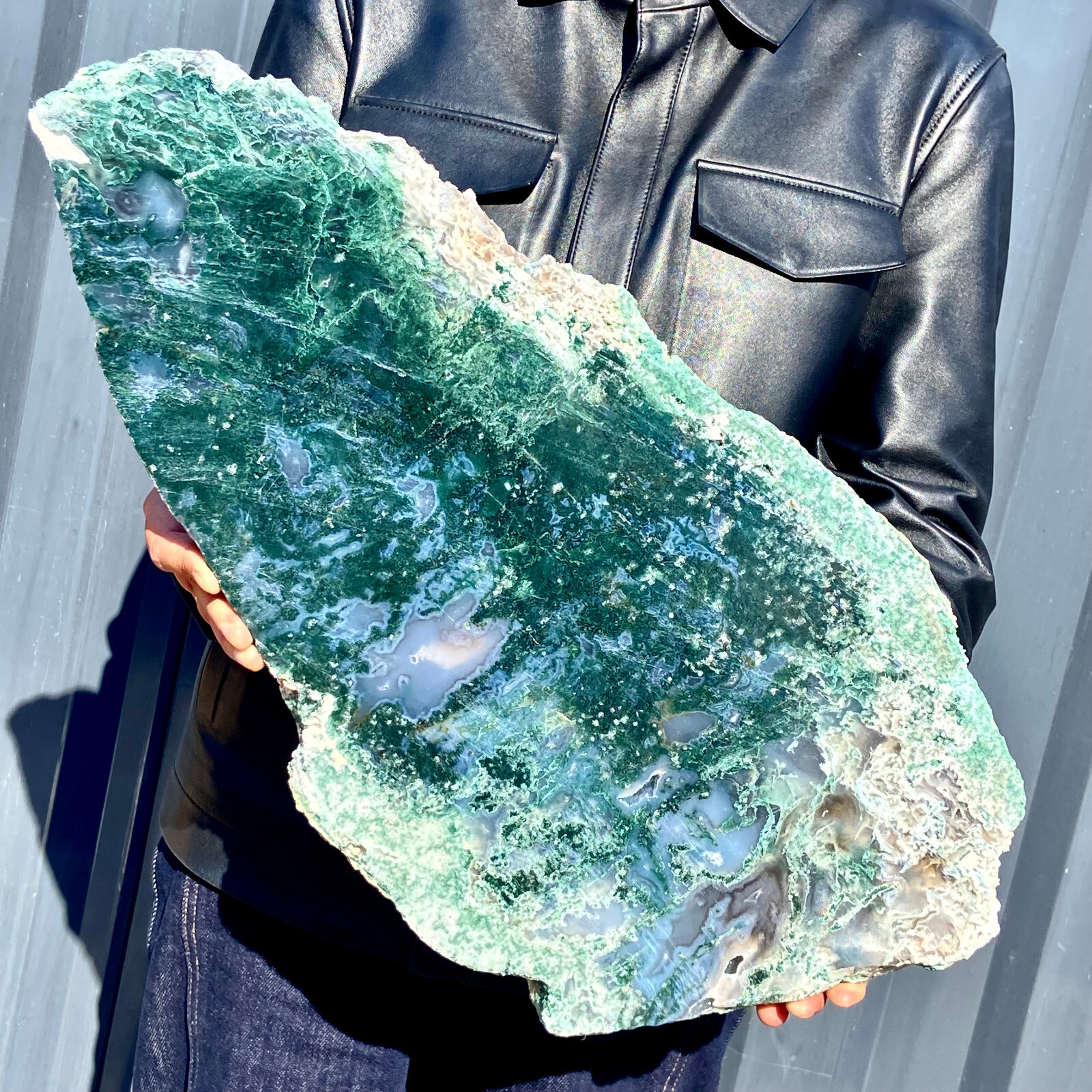 11.9LB Natural green moss agate water grass quartz crystal polishing healing