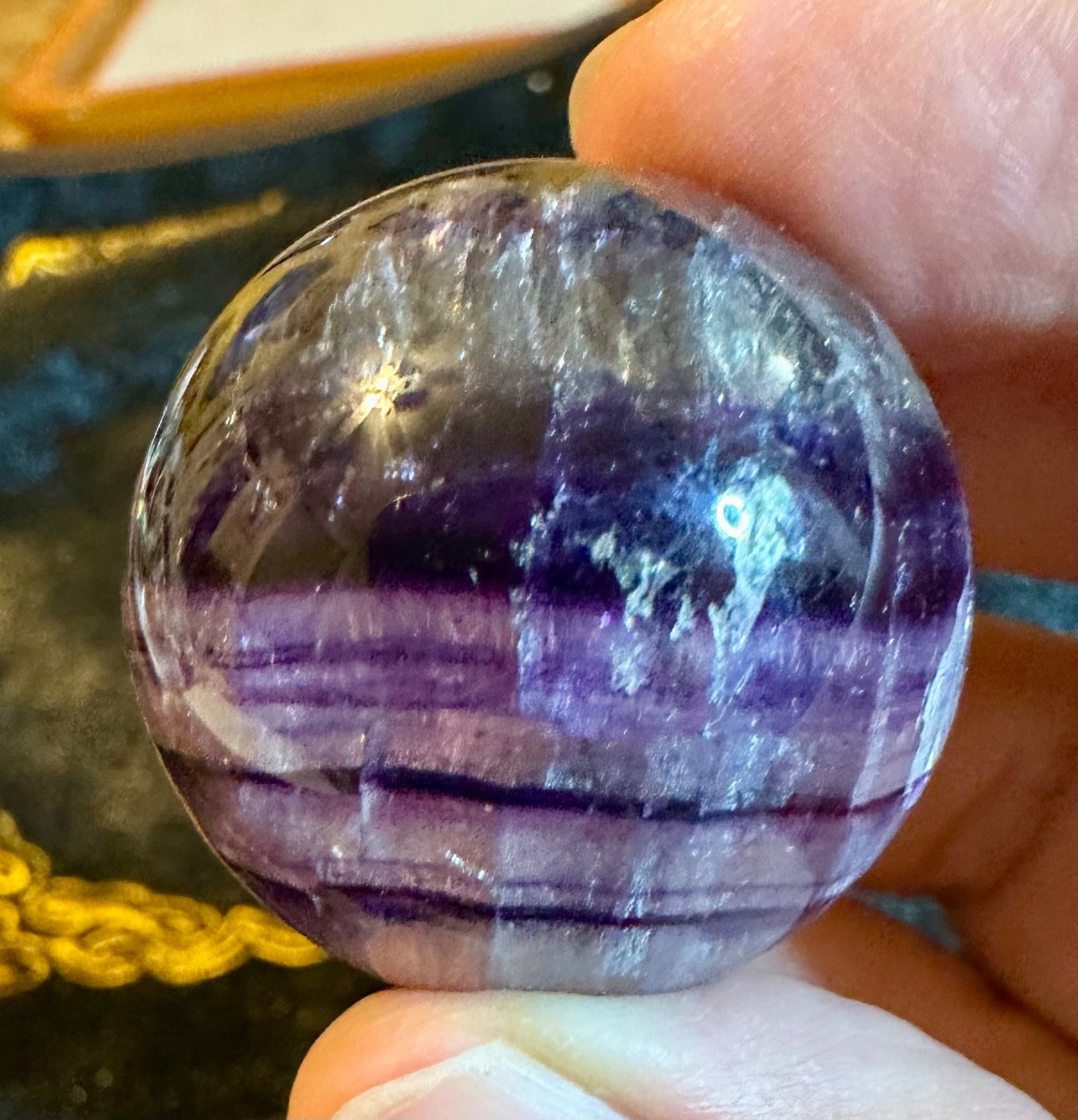 Banded purple fluorite sphere with USB multicolor light stand Free shipping