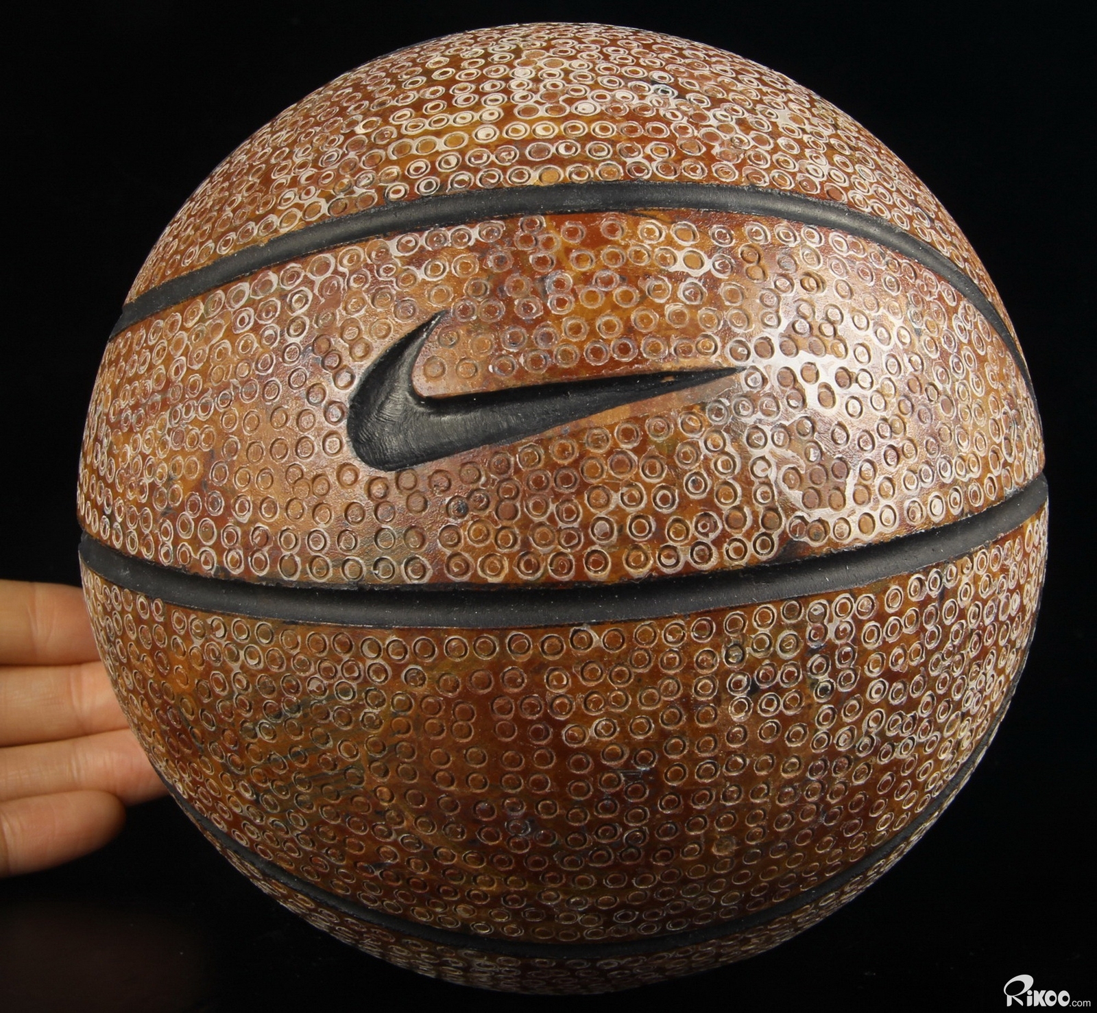 New! Basketball 6.0″ Dinosaur Egg Agate Carved Crystal Sphere, Crystal Healing