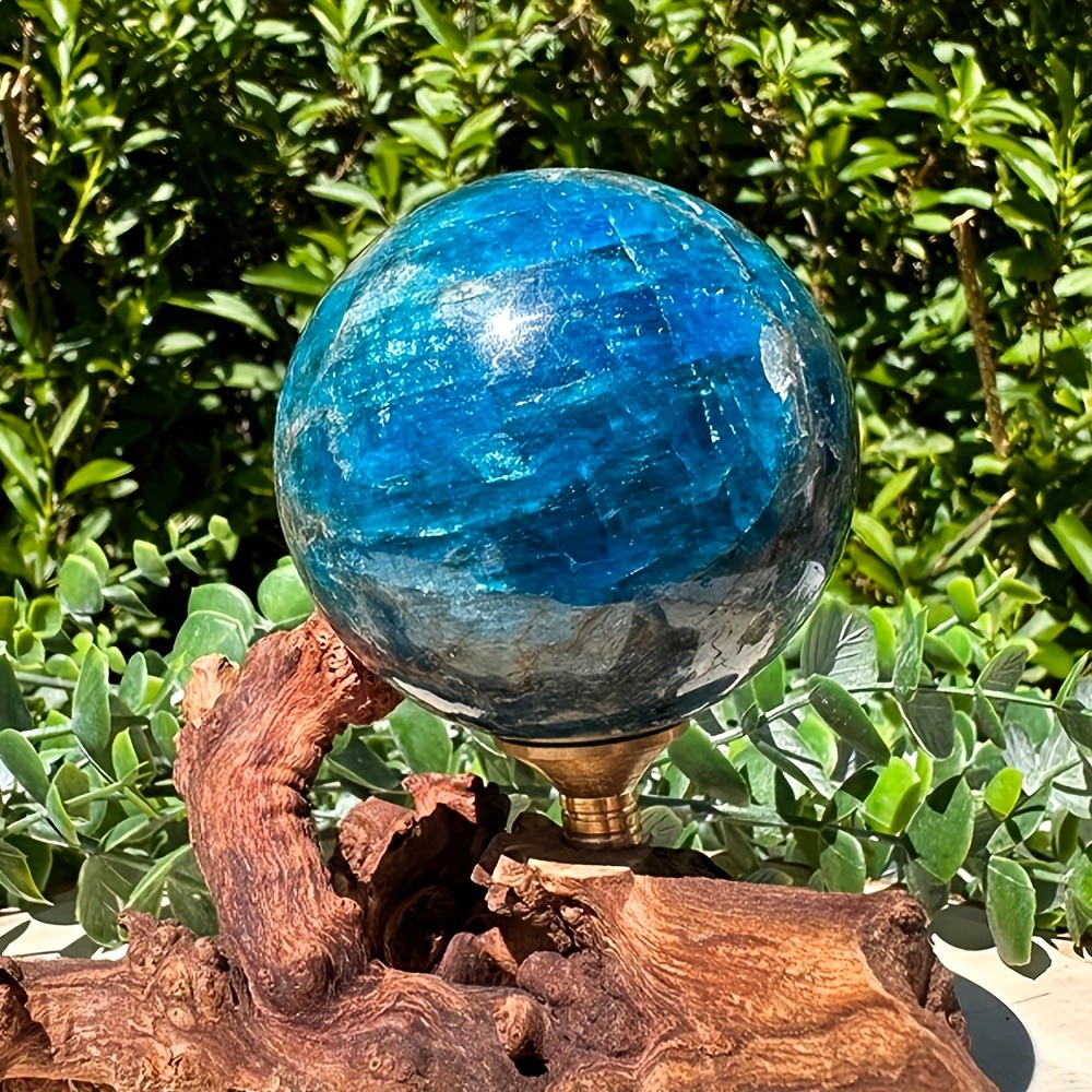 Random Flashy Blue Apatite Crystal Sphere Quartz Ball Healing Decor Gift Reiki