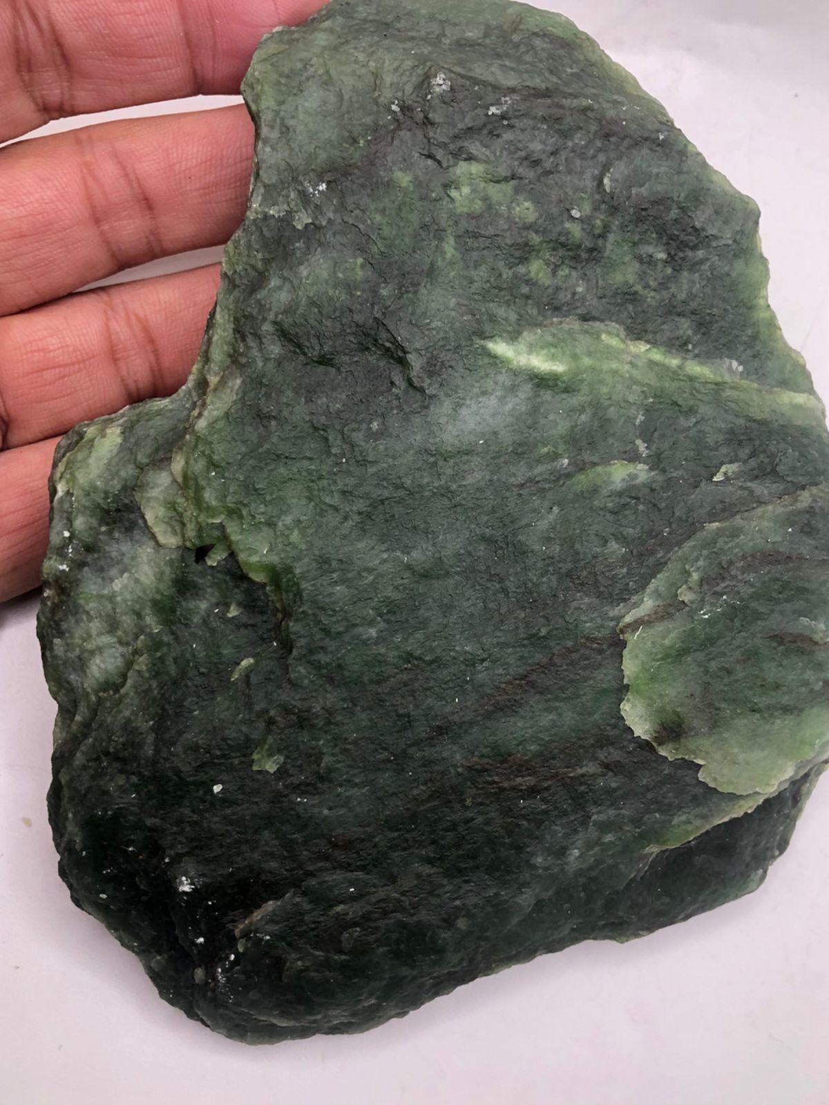 596g Natural Nephrite Jade Raw Stone Large Rough Green Crystal Mineral Specimen