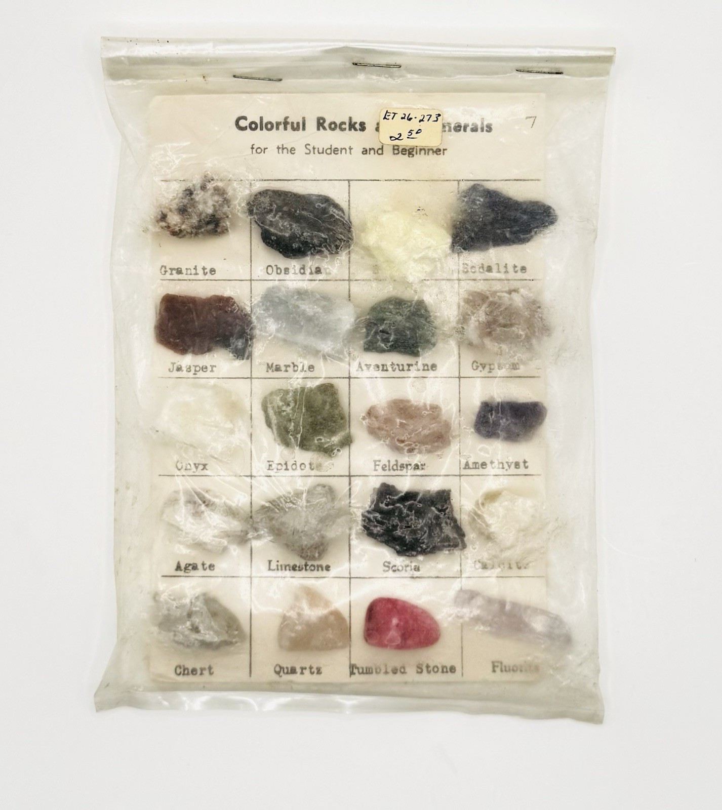 Vintage 1970’s Sealed Set 20 Colorful Rocks Minerals ‘For Student /Beginner’
