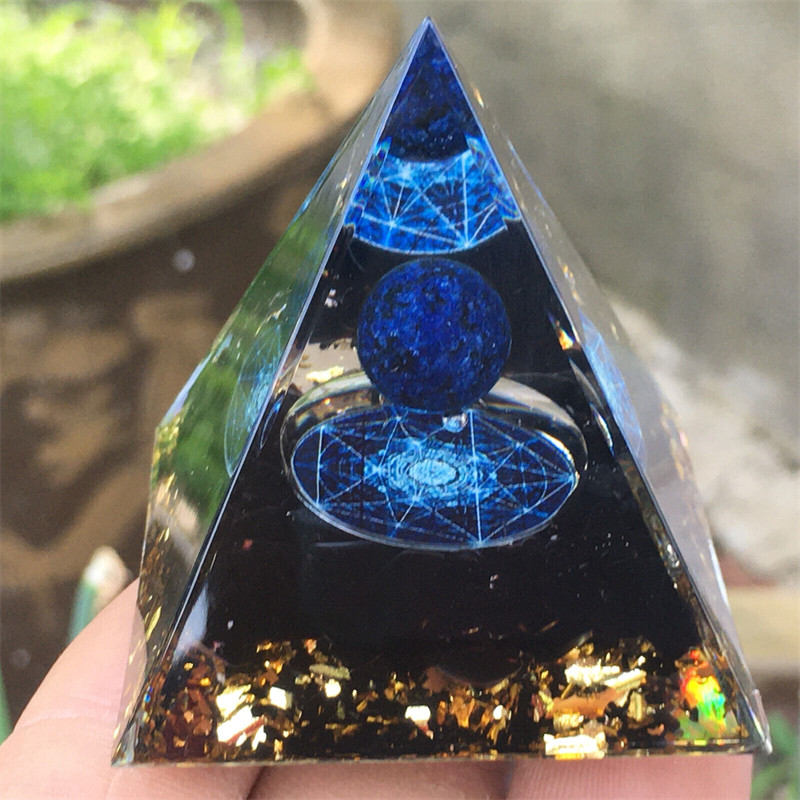 Reiki Energy Healing Large Chakra Orgone Orgonite Obsidian Crystal Pyramid