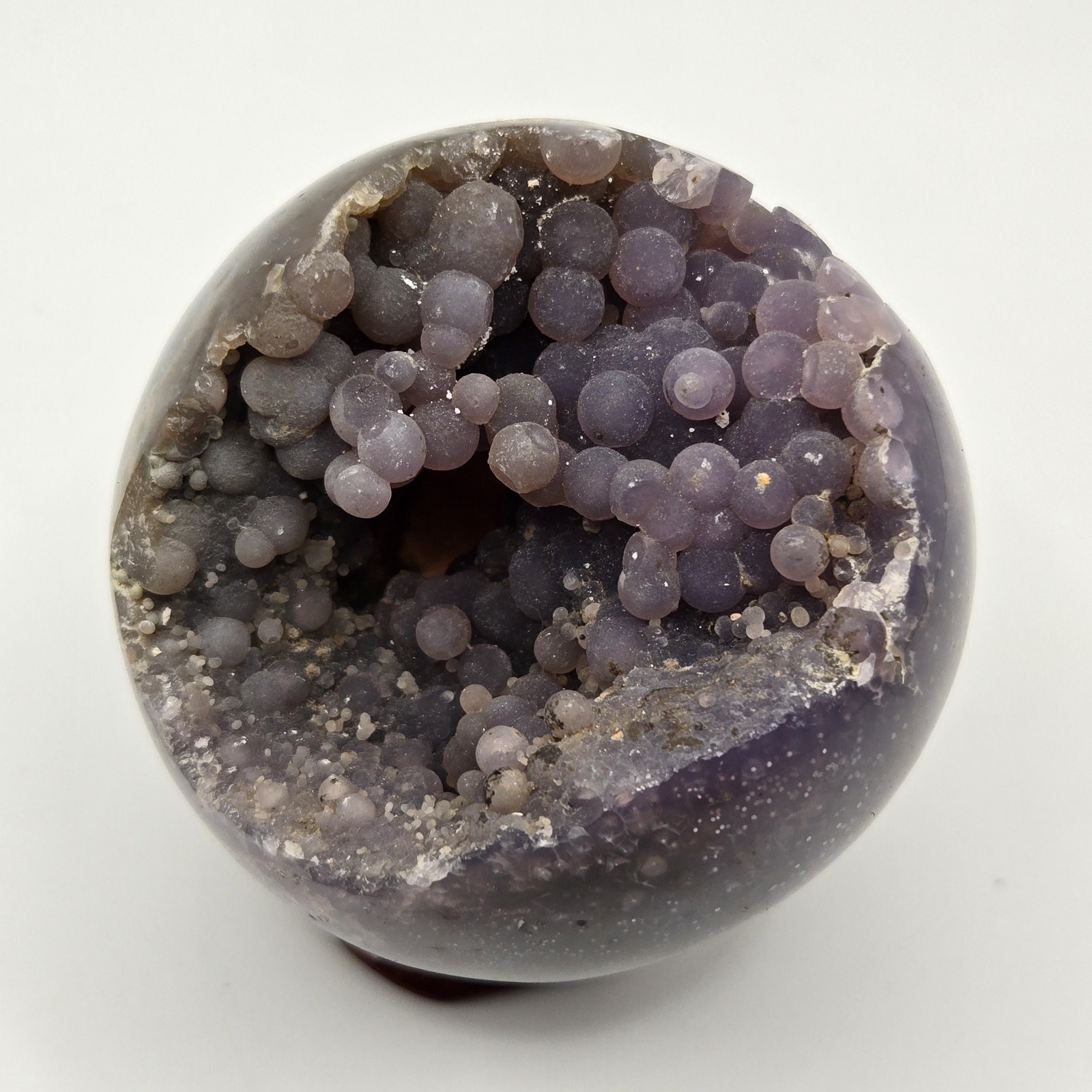 Grape Agate Sphere Botryoidal Purple Chalcedony With Druzy From Indonesia