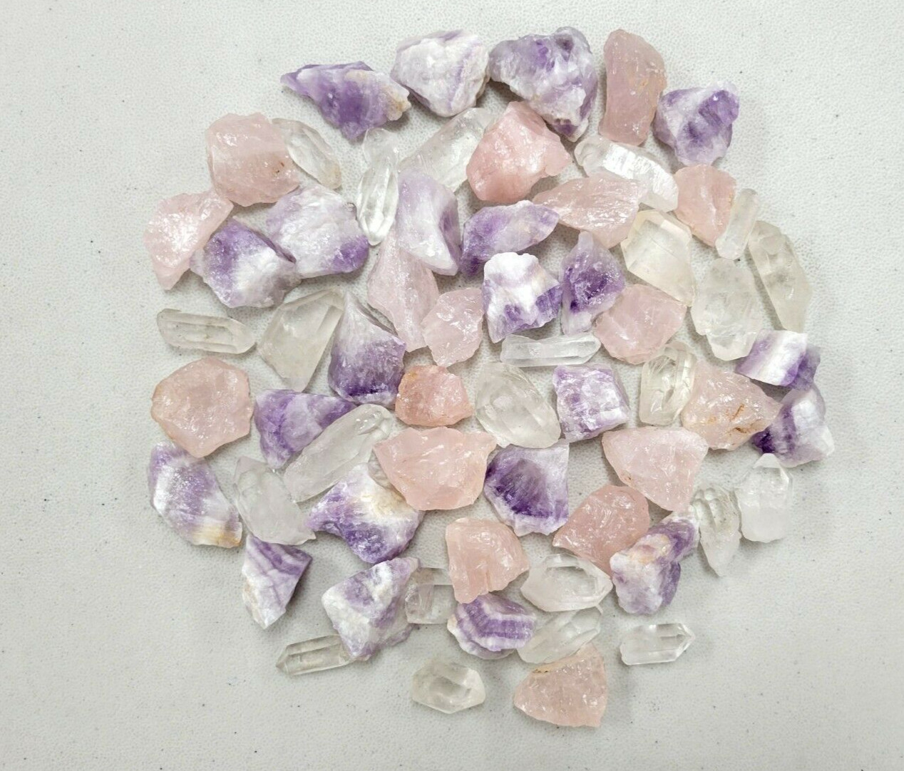 Rough Quartz Crystals Mix, Amethyst, Rose Quartz, Quartz Points Natural Gems