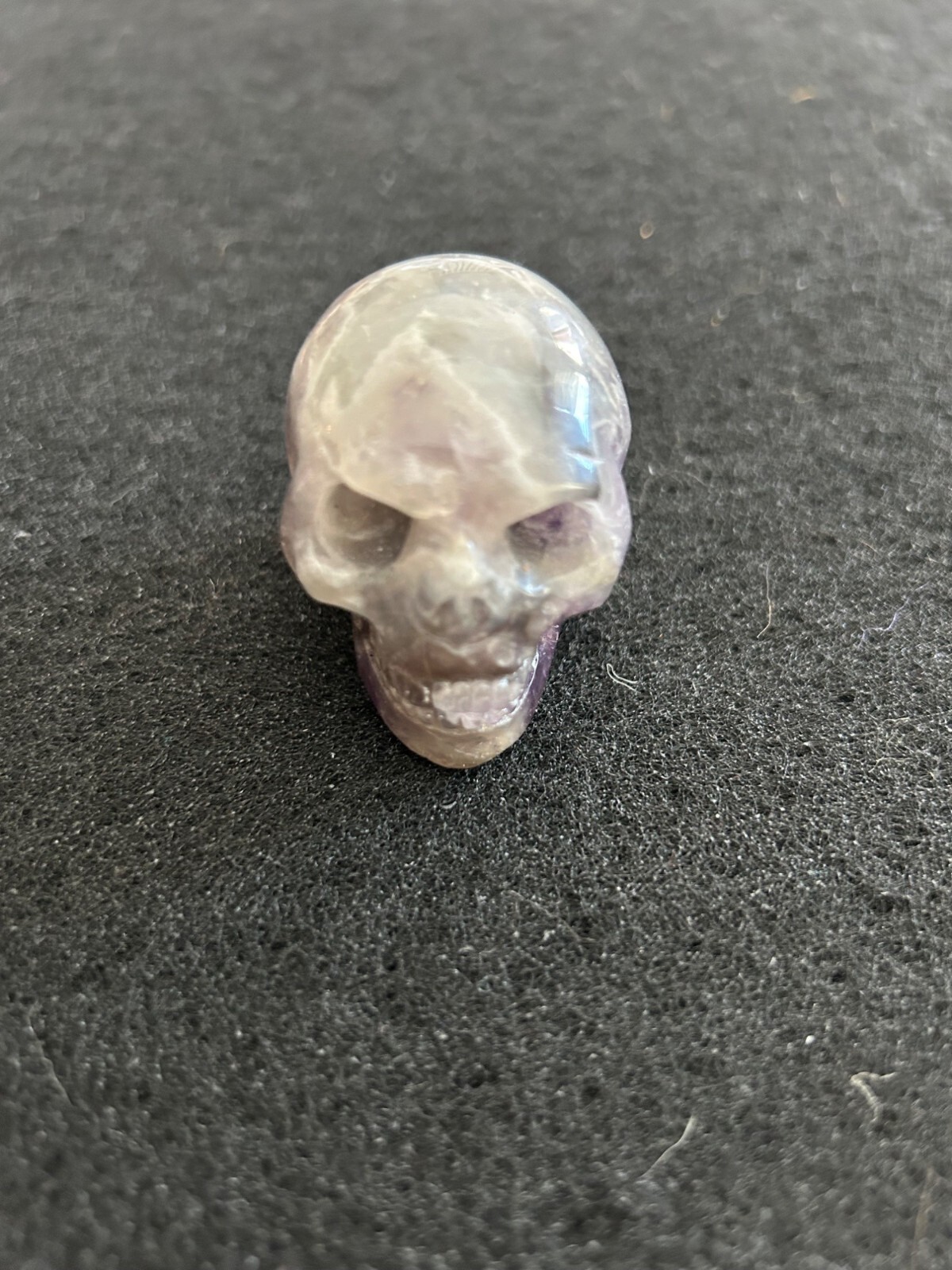 Amethyst Crystal Carved Skull Figurine Small Purple Collectible Solid Piece