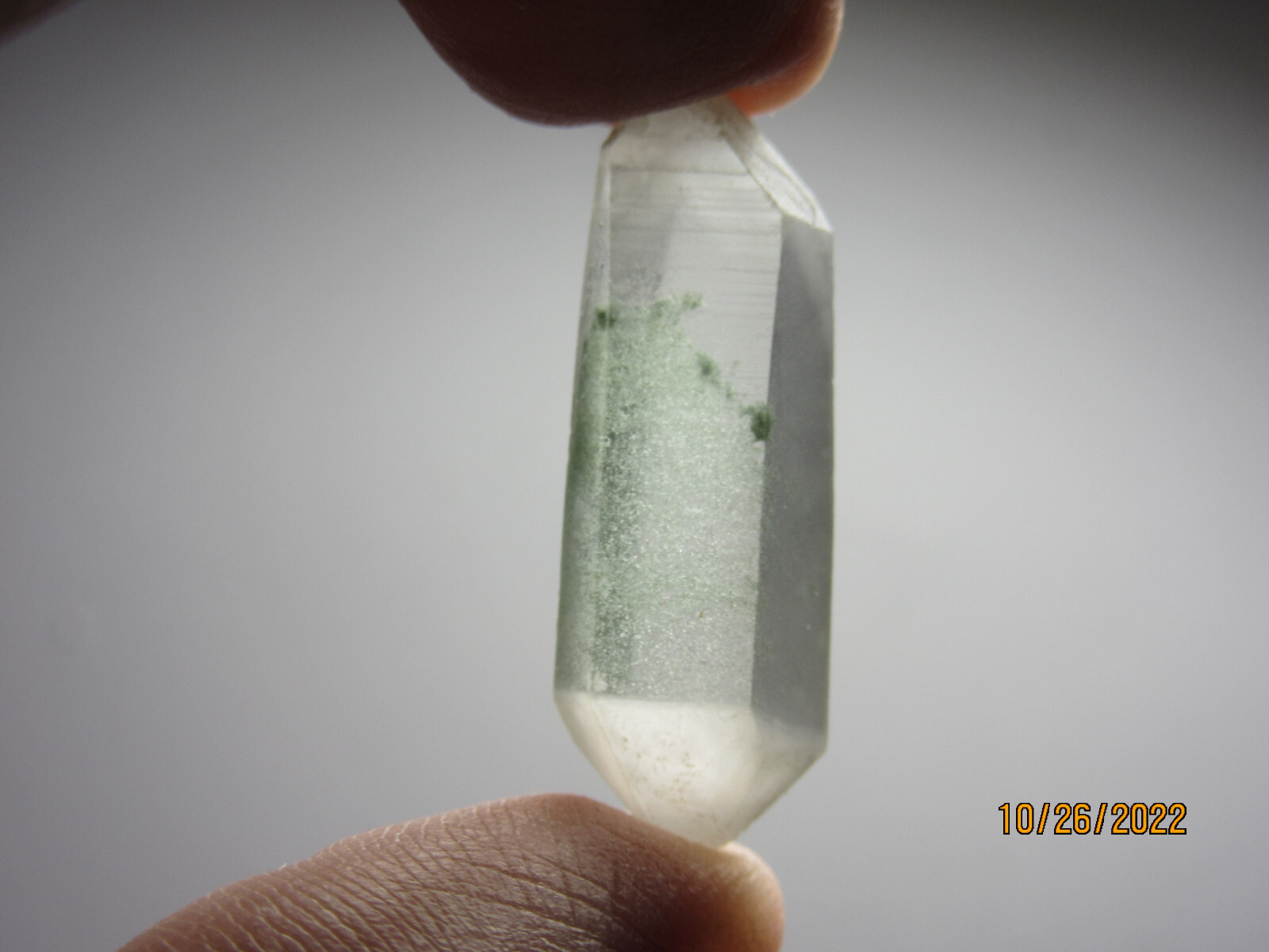 Chlorite DBL Term. Quartz Crystal Healer 1 3/8 Inch Collectible Reiki CDTQC-1