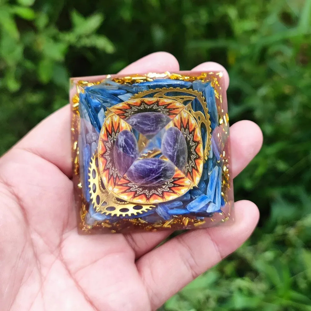 Amethyst Crystal Sphere Orgonite Pyramid Obsidian Chakra Energy Orgone Stone USA