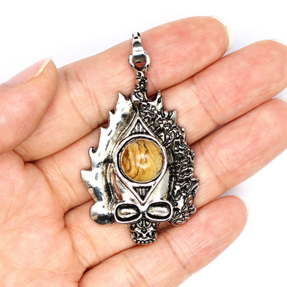 Chakra Natural Crystal Skull Head Skeleton Pendant Stone Bead Gift Healing Reiki